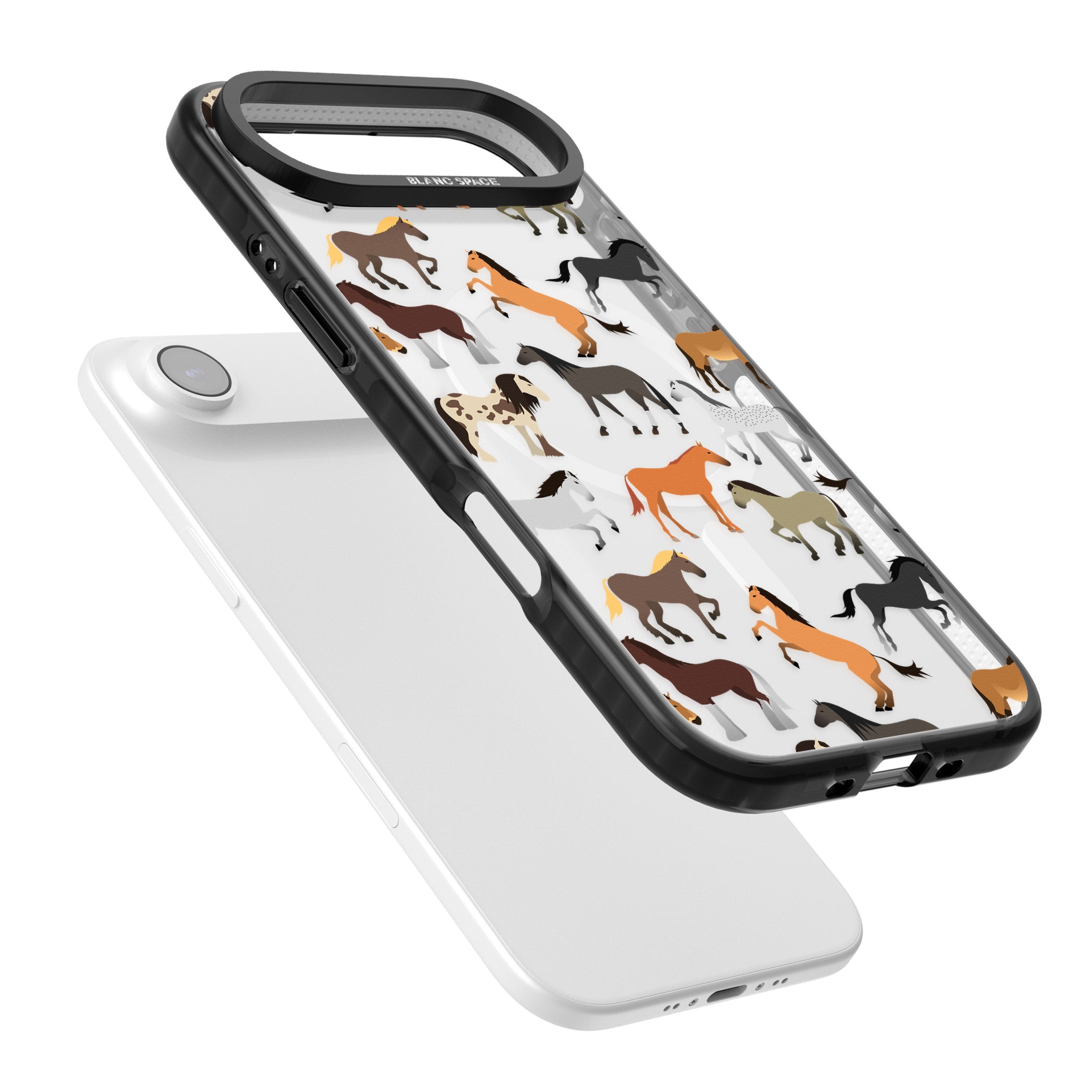 Horse Pattern iPhone 17 Air Impact Pro Black Phone Case Colours