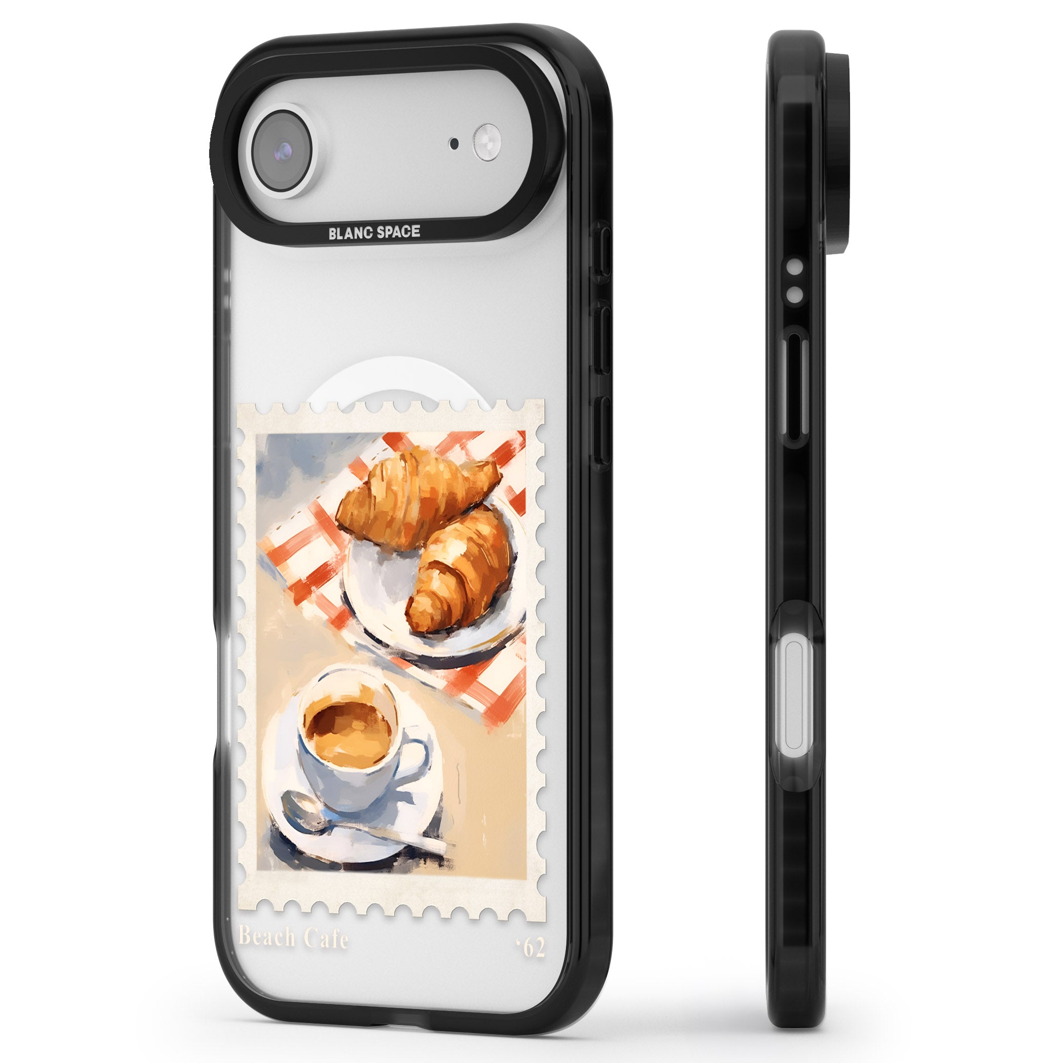 Cafe Stamp iPhone 17 Air Impact Pro Black Phone Case Side Profile
