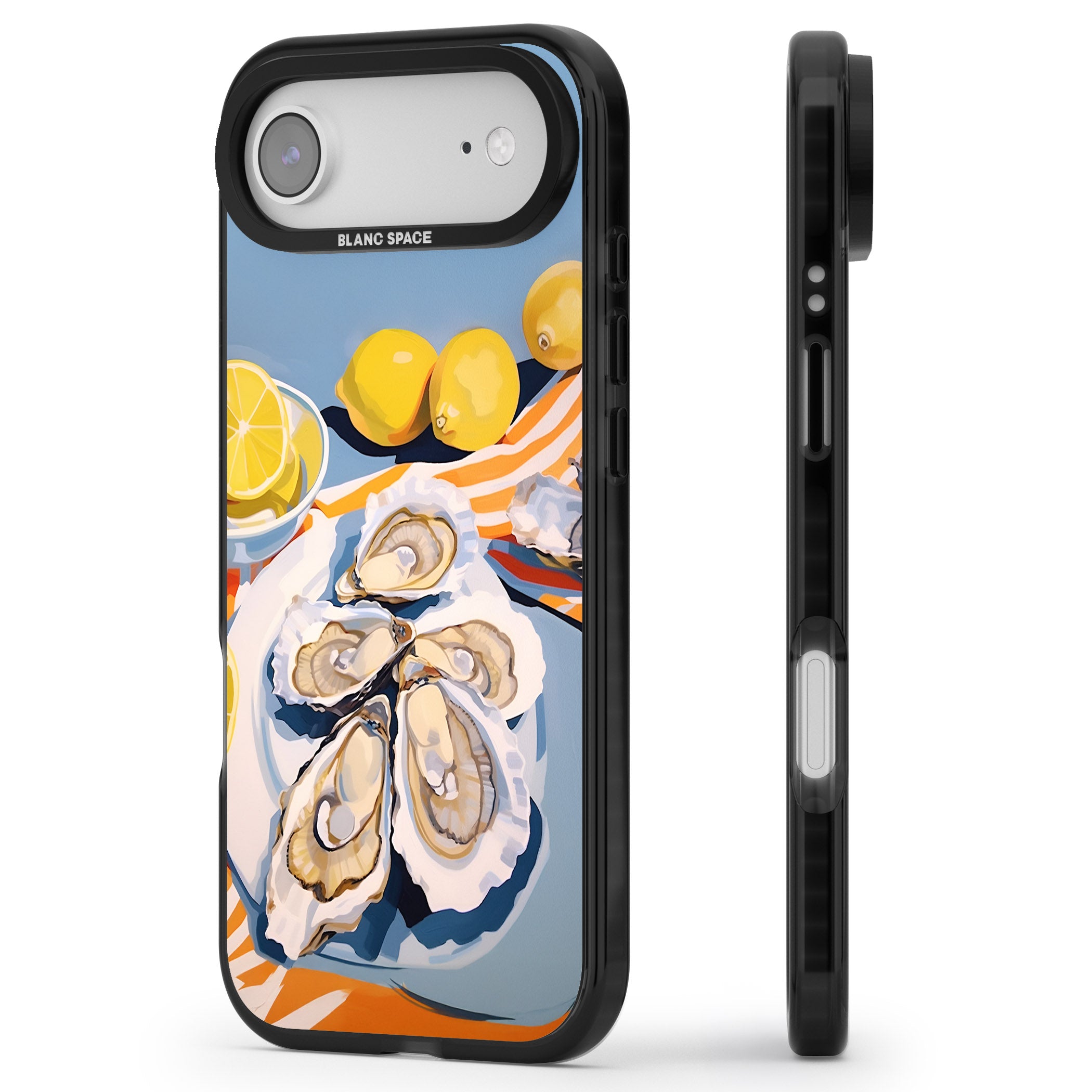 Fresh Oysters & Lemons iPhone 17 Air Impact Pro Black Phone Case Side Profile