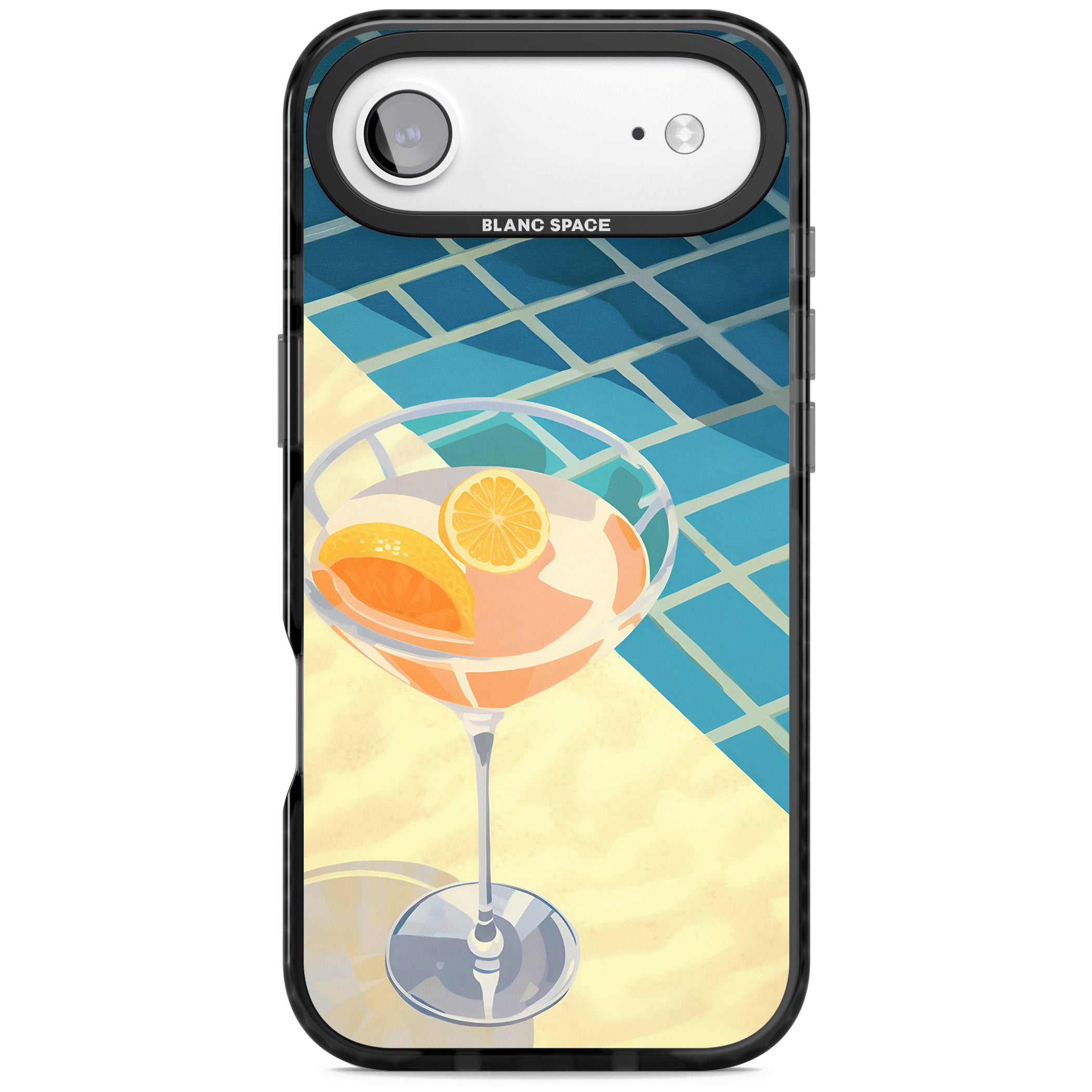 Poolside Citrus Cocktail iPhone 17 Air Impact Pro Black Phone Case