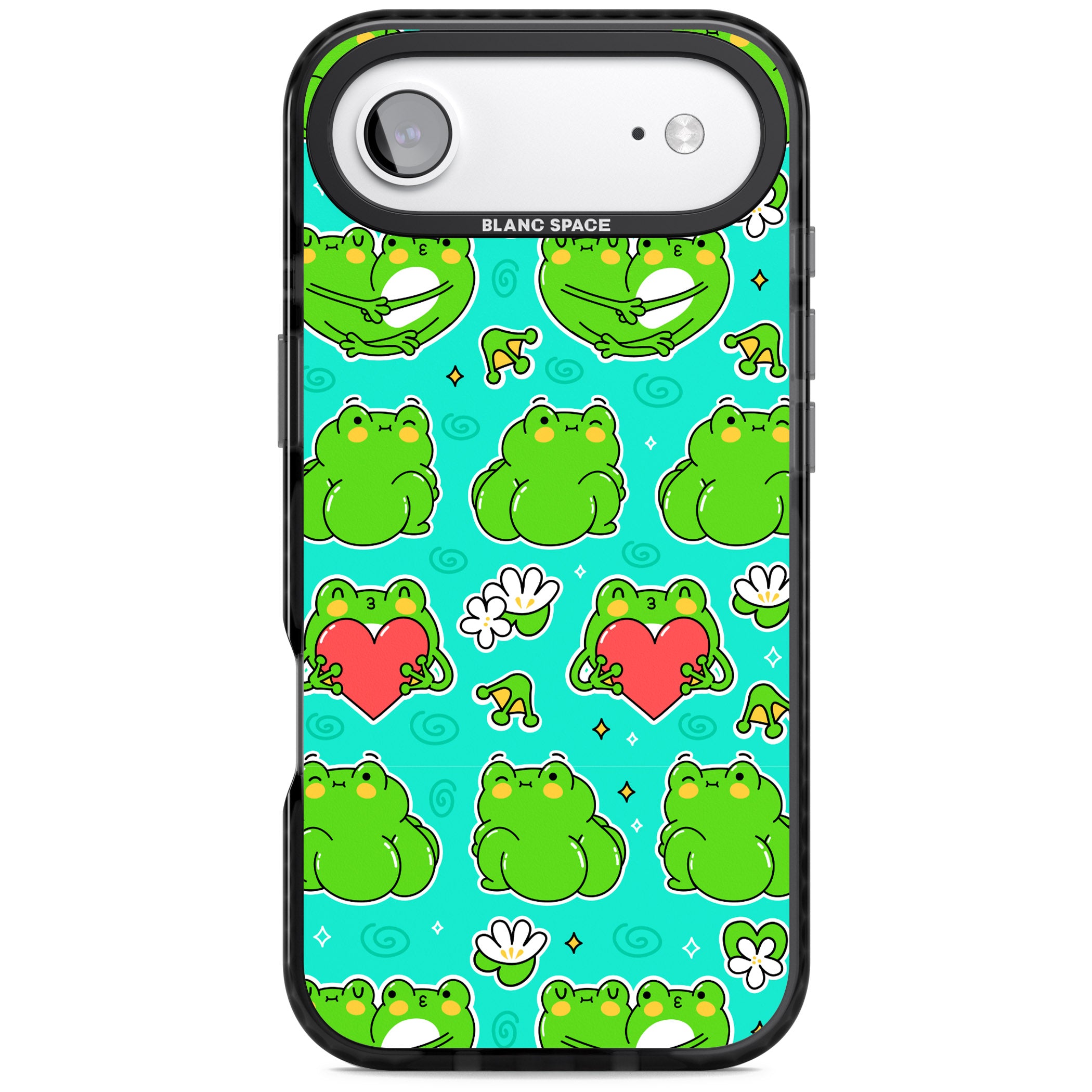 Frog Booty Kawaii Pattern iPhone 17 Air Impact Pro Black Phone Case