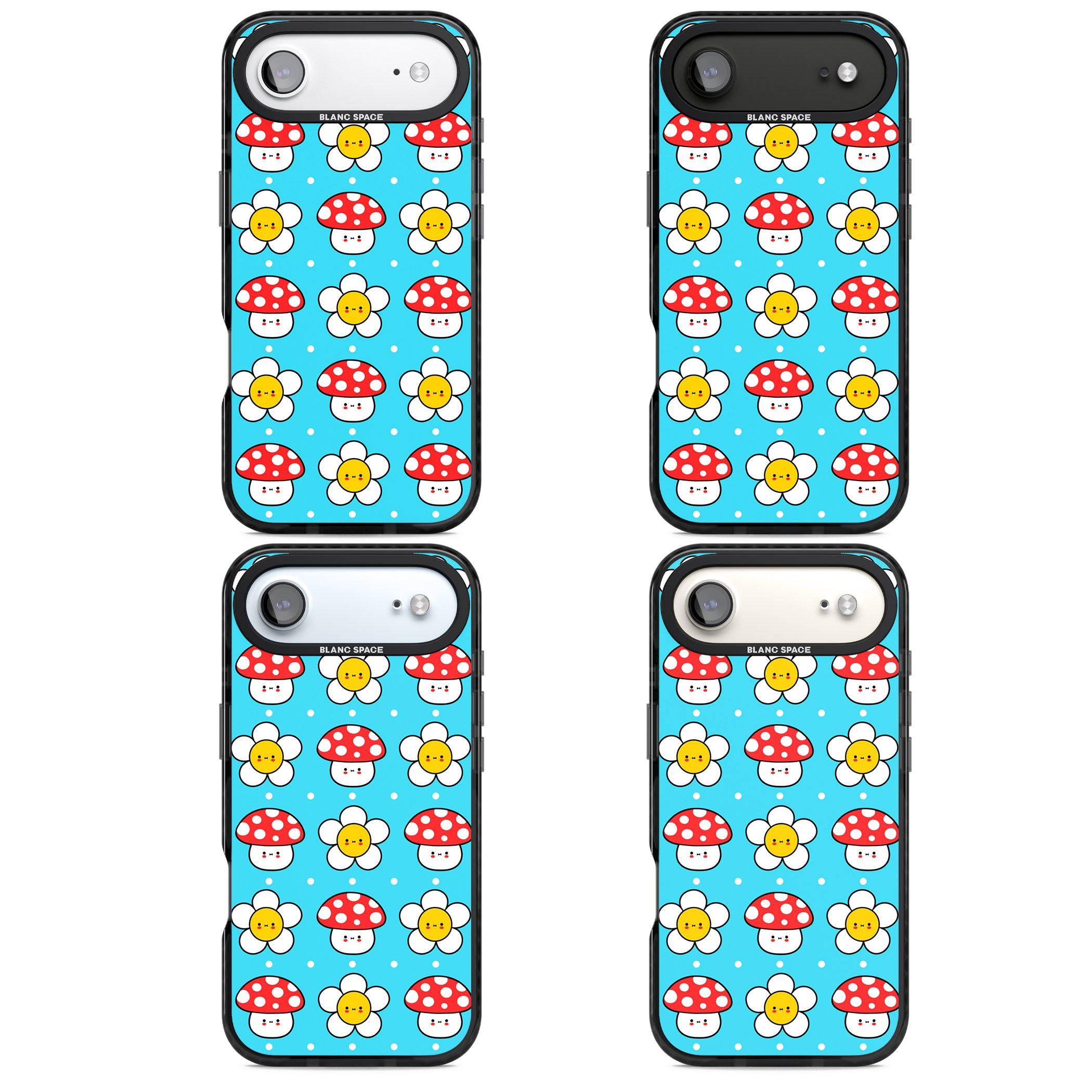Shroom Bunnies Kawaii Pattern iPhone 17 Air Impact Pro Black Phone Case APT Impact Protection