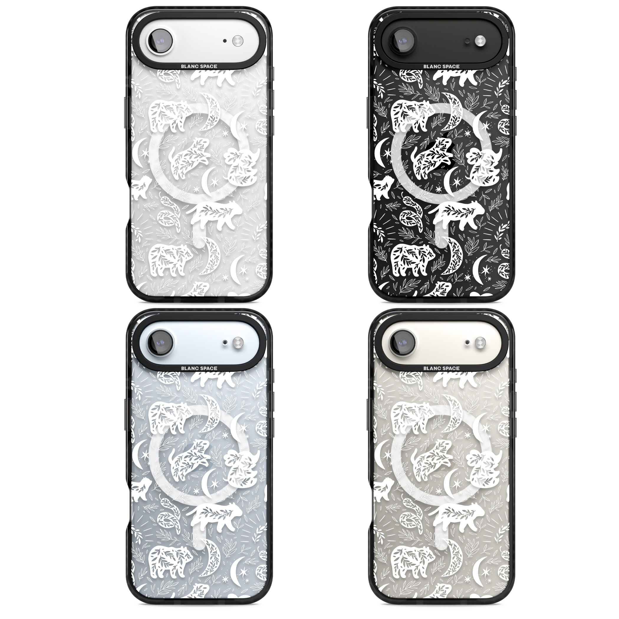 Forest Animal Silhouettes: White/Clear iPhone 17 Air Impact Pro Black Phone Case APT Impact Protection