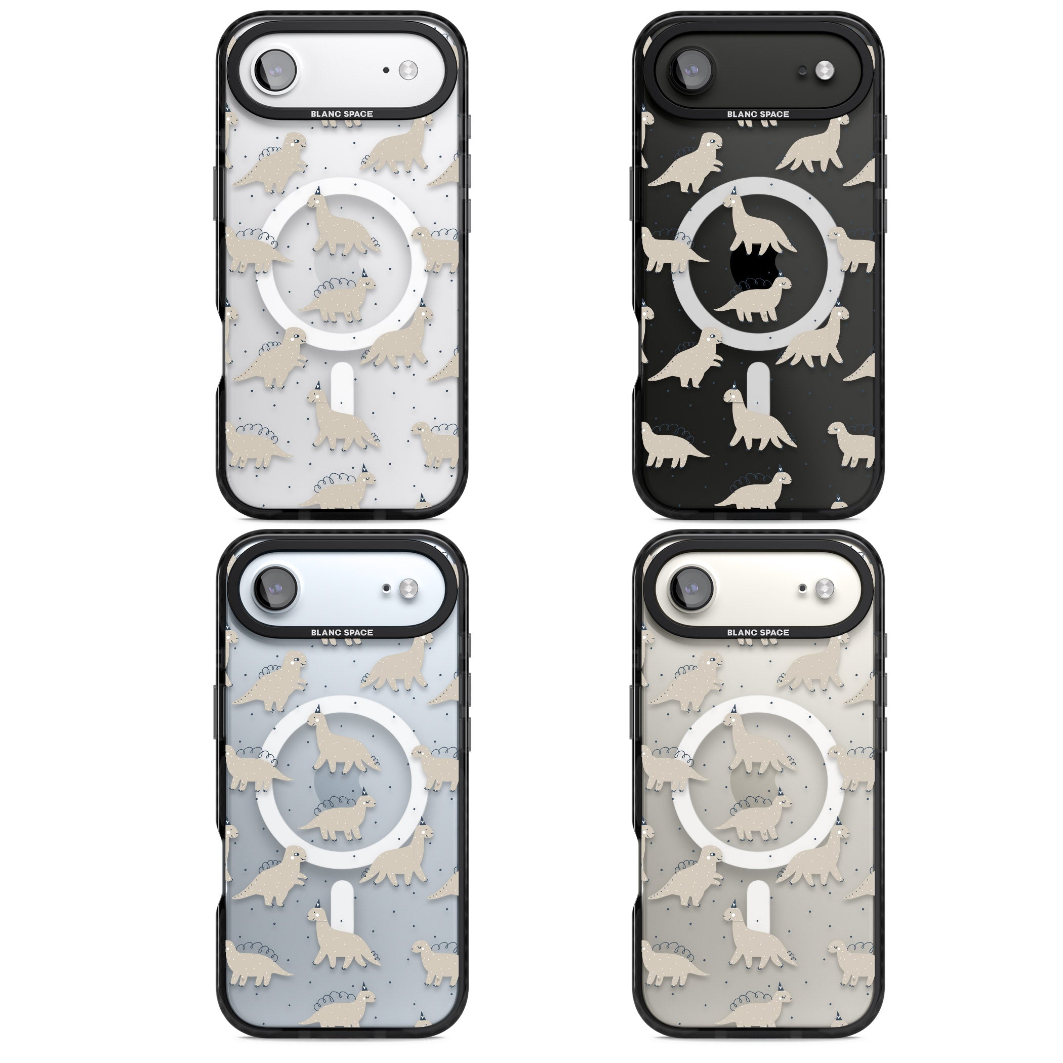 Adorable Dino Pattern iPhone 17 Air Impact Pro Black Phone Case APT Impact Protection
