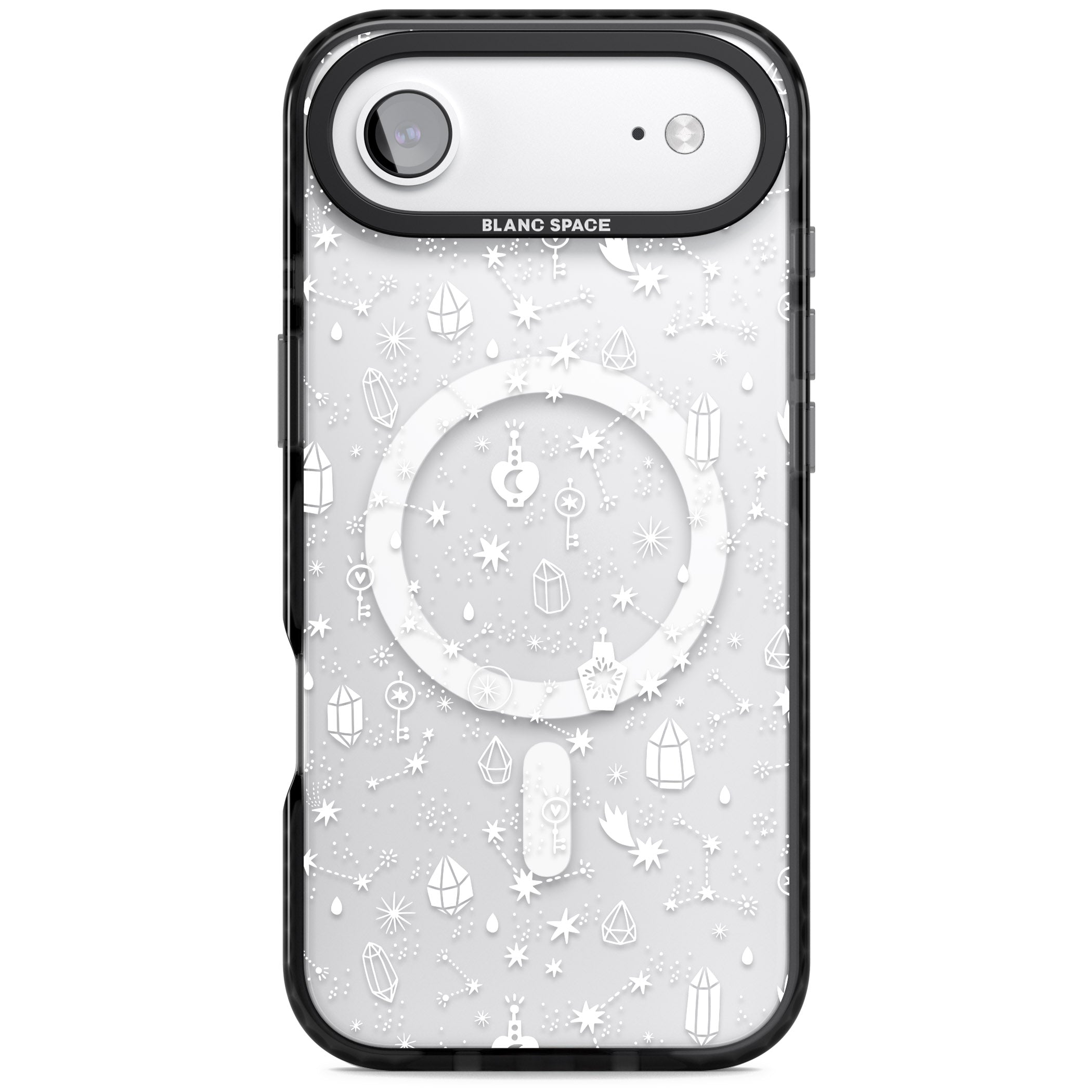 White Cosmic Crystal iPhone 17 Air Impact Pro Black Phone Case