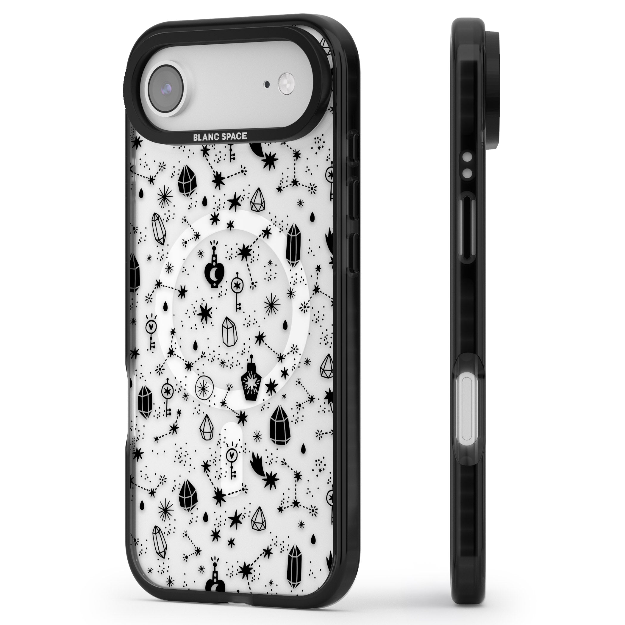 Black Cosmic Crystal iPhone 17 Air Impact Pro Black Phone Case Side Profile