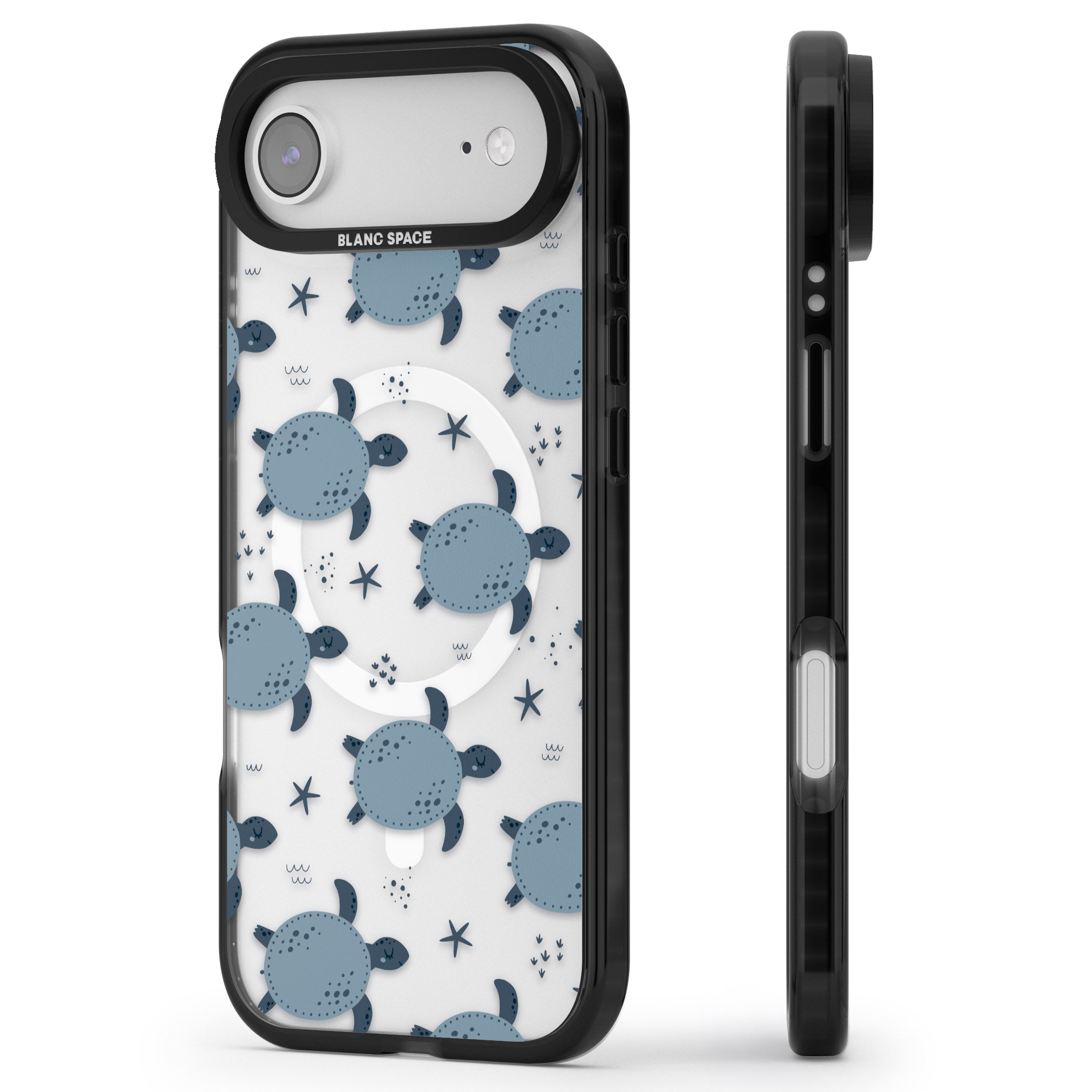 Under The Sea Patterns Sea Turtles (Clear) iPhone 17 Air Impact Pro Black Phone Case Side Profile