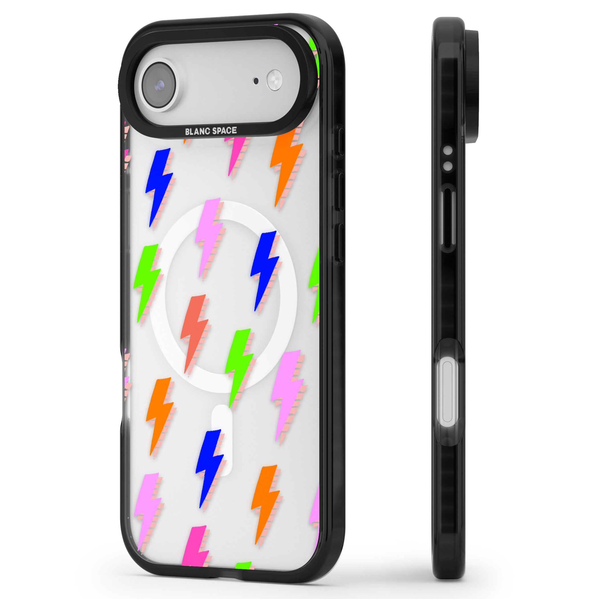 Rainbow Pop Lightning iPhone 17 Air Impact Pro Black Phone Case Side Profile