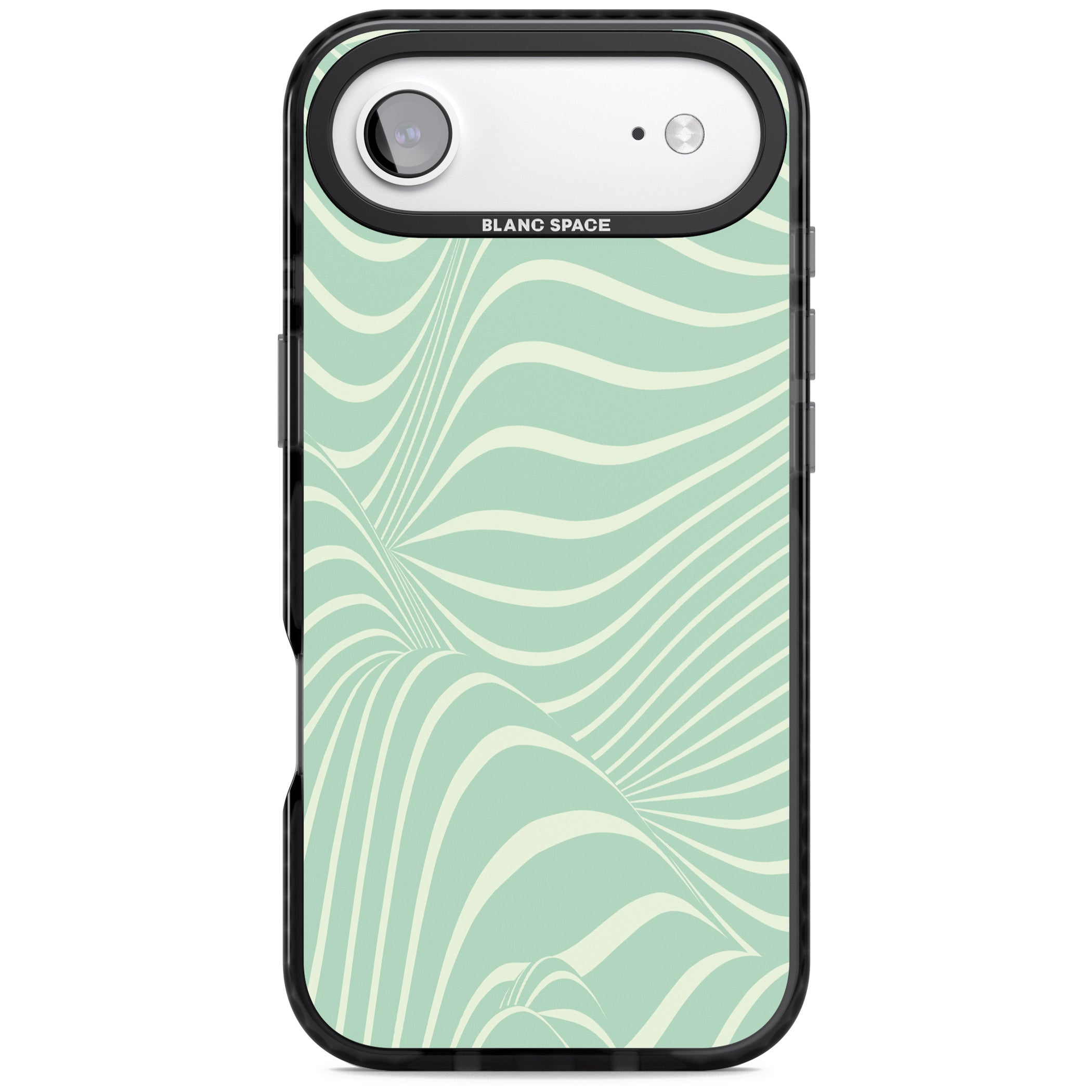 Mint Green Distorted Line iPhone 17 Air Impact Pro Black Phone Case