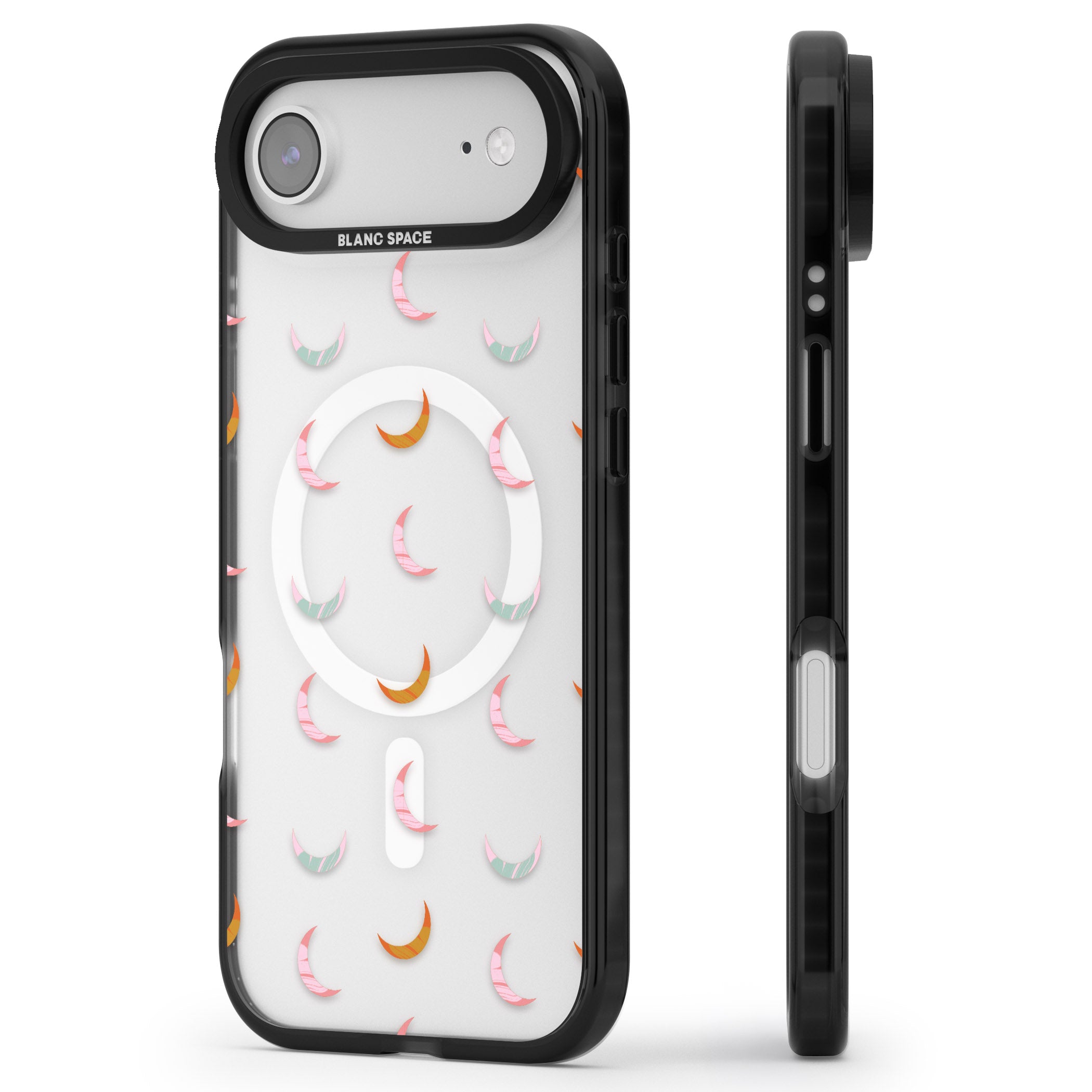 Colourful Crescent Moons iPhone 17 Air Impact Pro Black Phone Case Side Profile