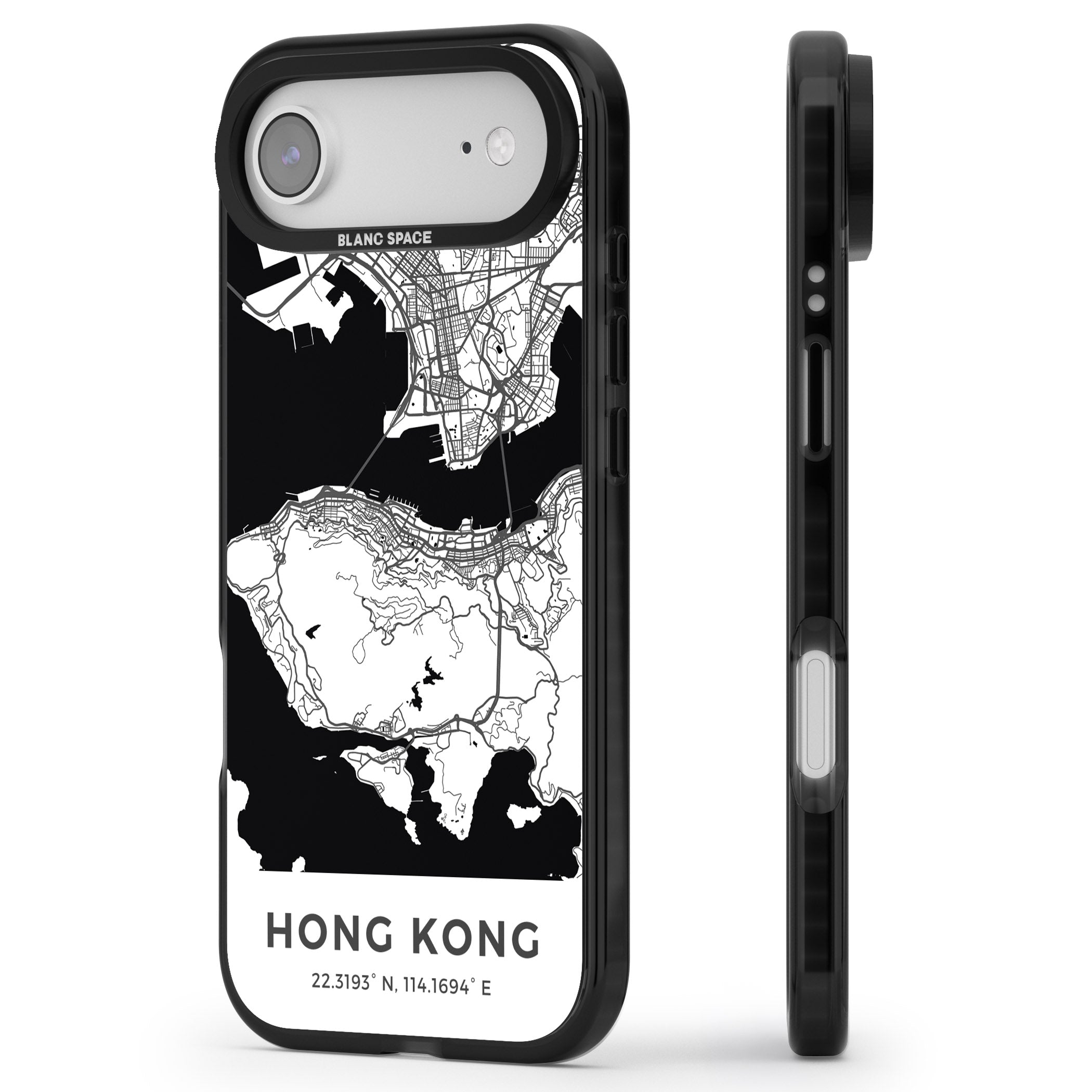 Hong Kong Map iPhone 17 Air Impact Pro Black Phone Case Side Profile