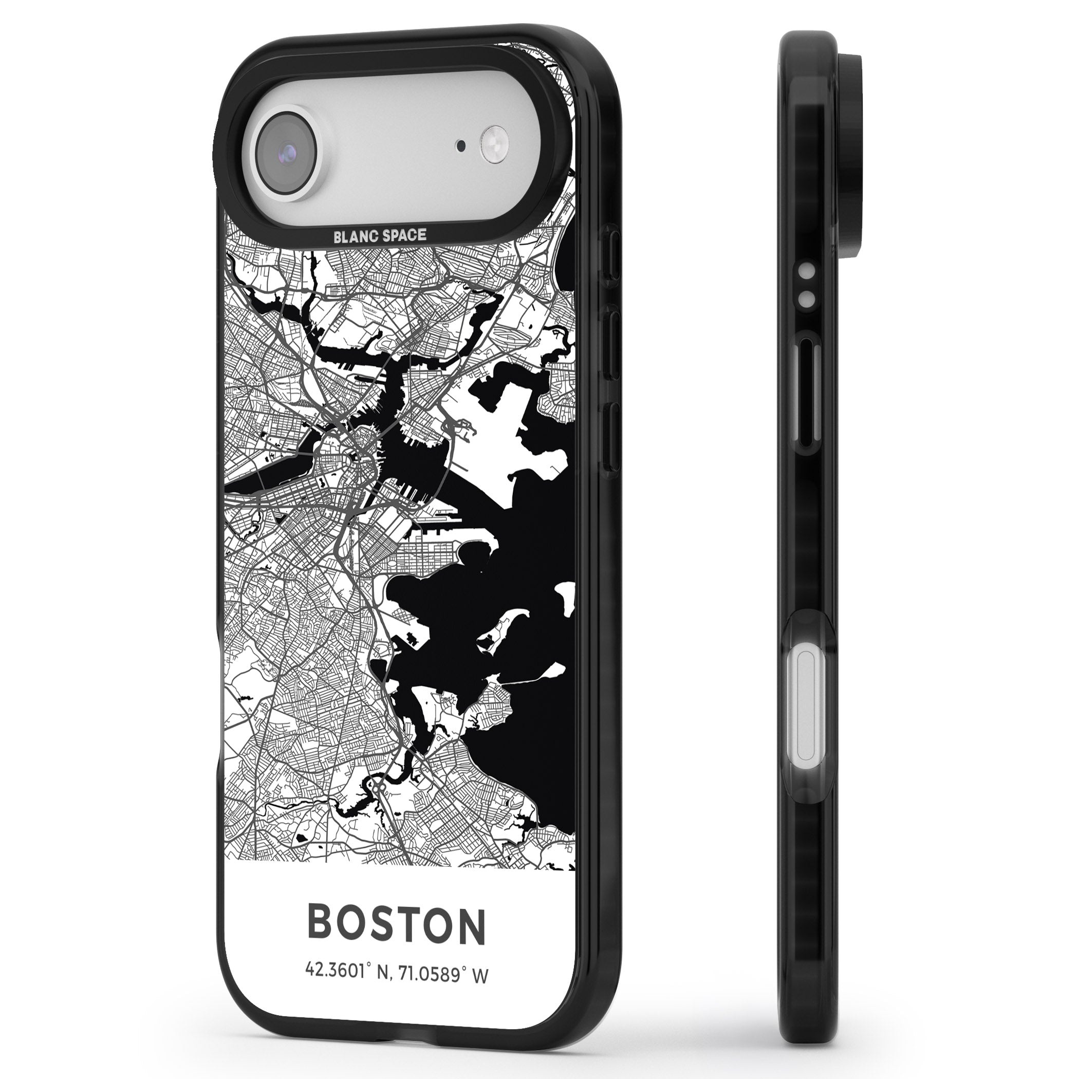 Boston Map iPhone 17 Air Impact Pro Black Phone Case Side Profile