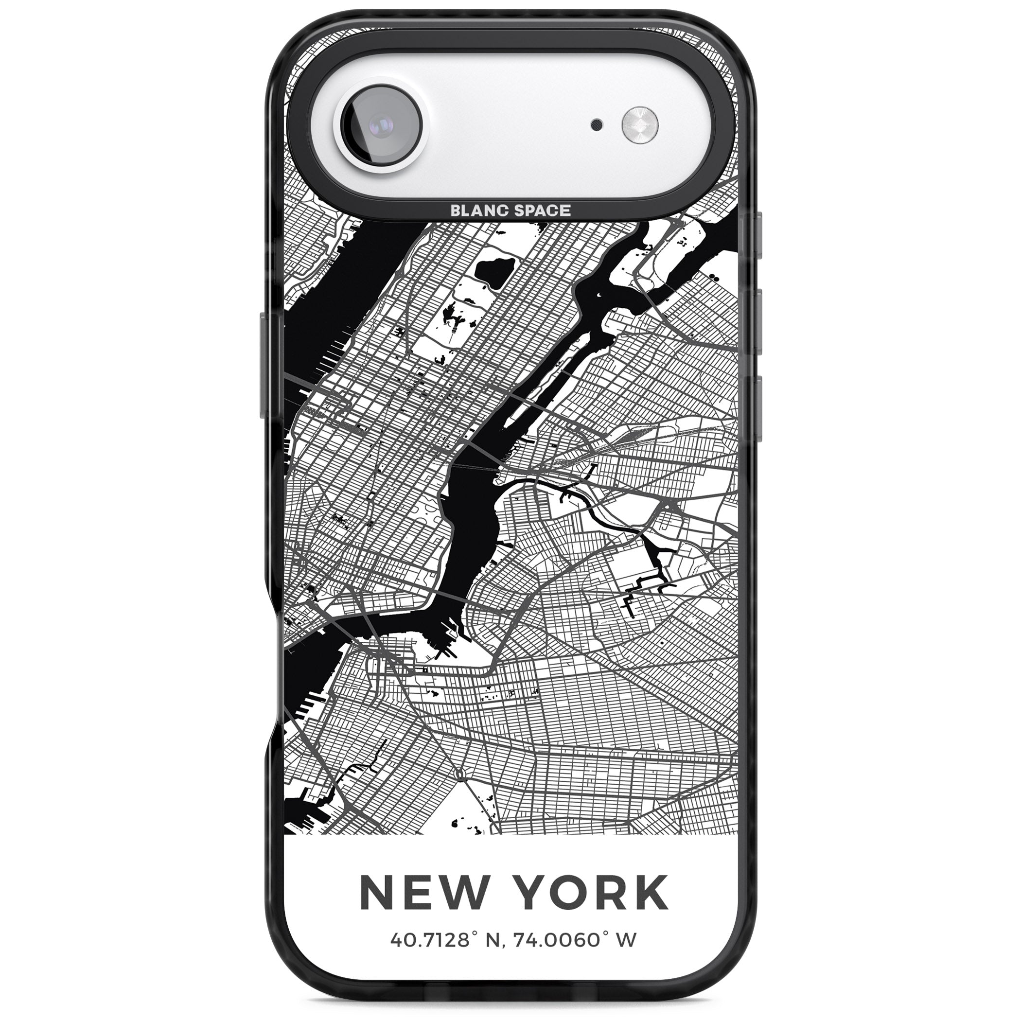 New York Map iPhone 17 Air Impact Pro Black Phone Case