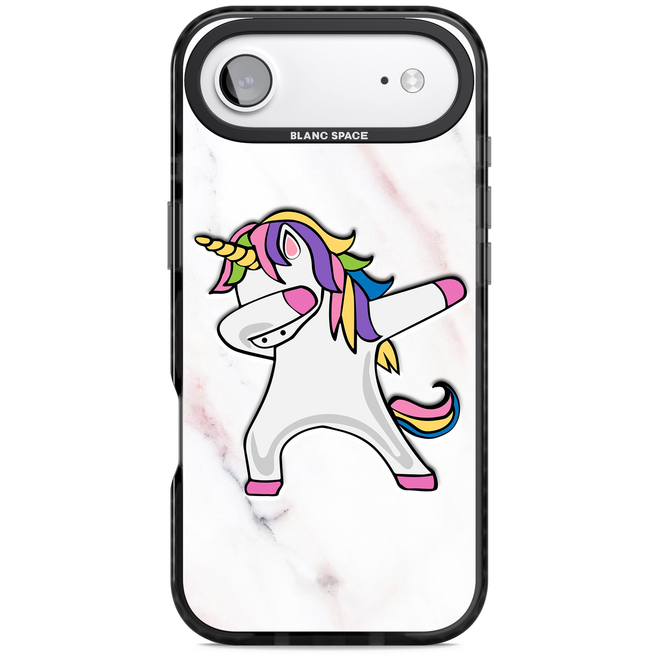 Designer Marble Unicorn Dab iPhone 17 Air Impact Pro Black Phone Case