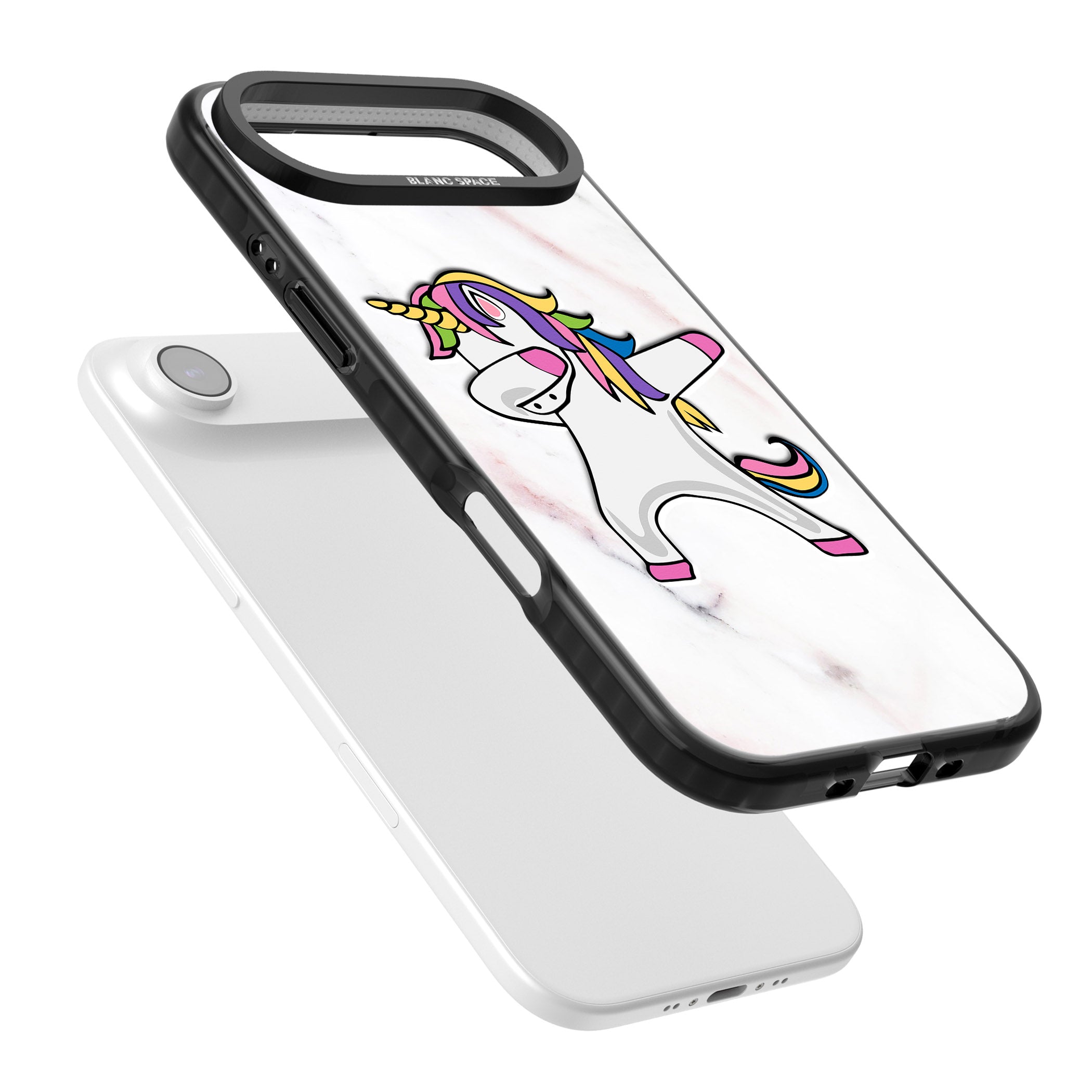 Designer Marble Unicorn Dab iPhone 17 Air Impact Pro Black Phone Case Colours