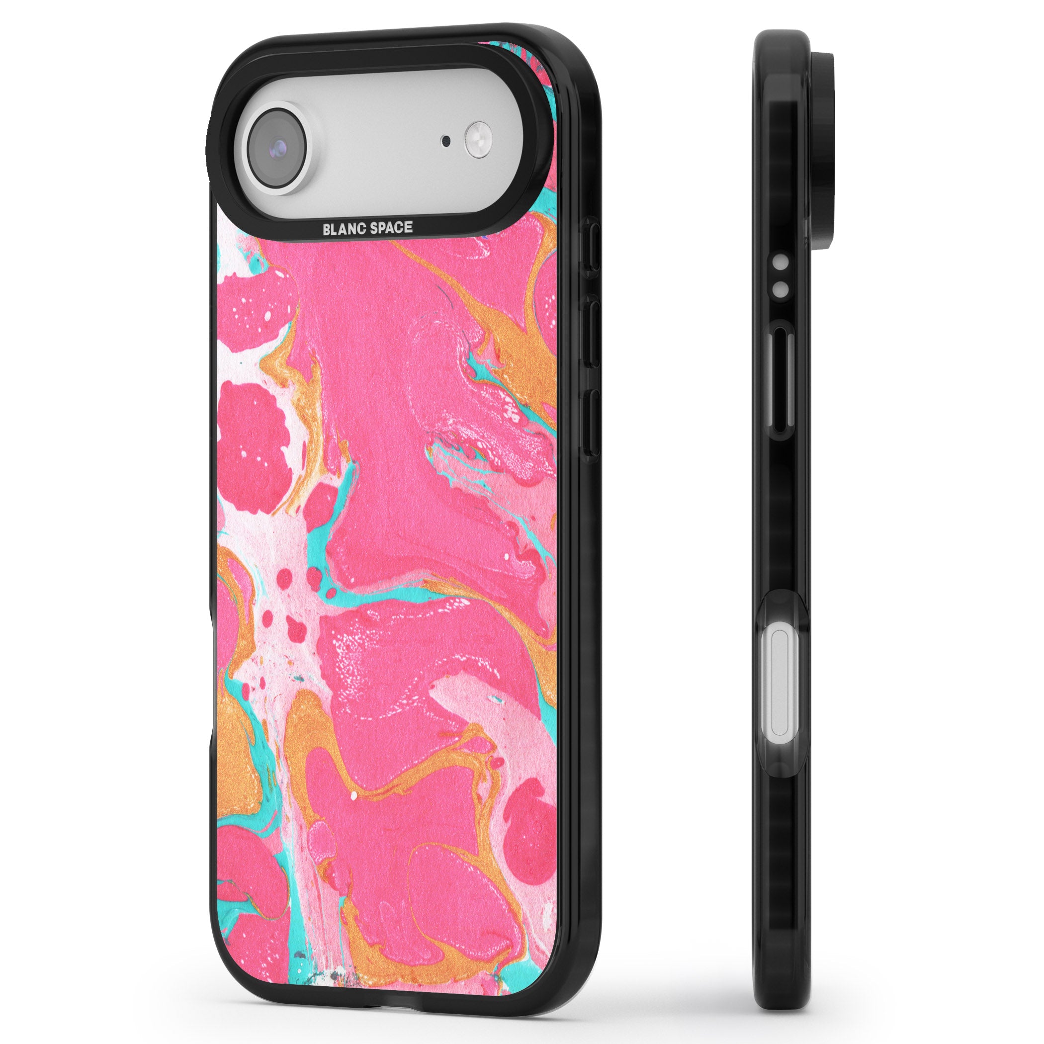 Vibrant Marbled Paper iPhone 17 Air Impact Pro Black Phone Case Side Profile