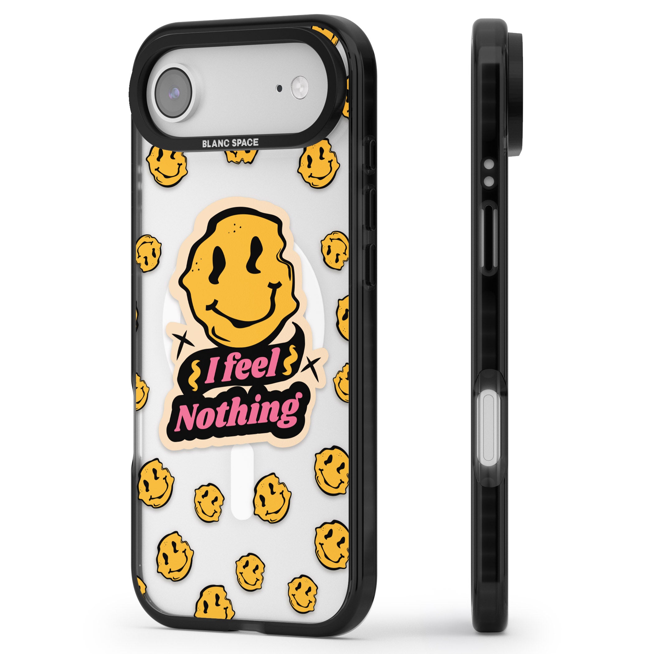 I Feel Nothing (Clear) iPhone 17 Air Impact Pro Black Phone Case Side Profile