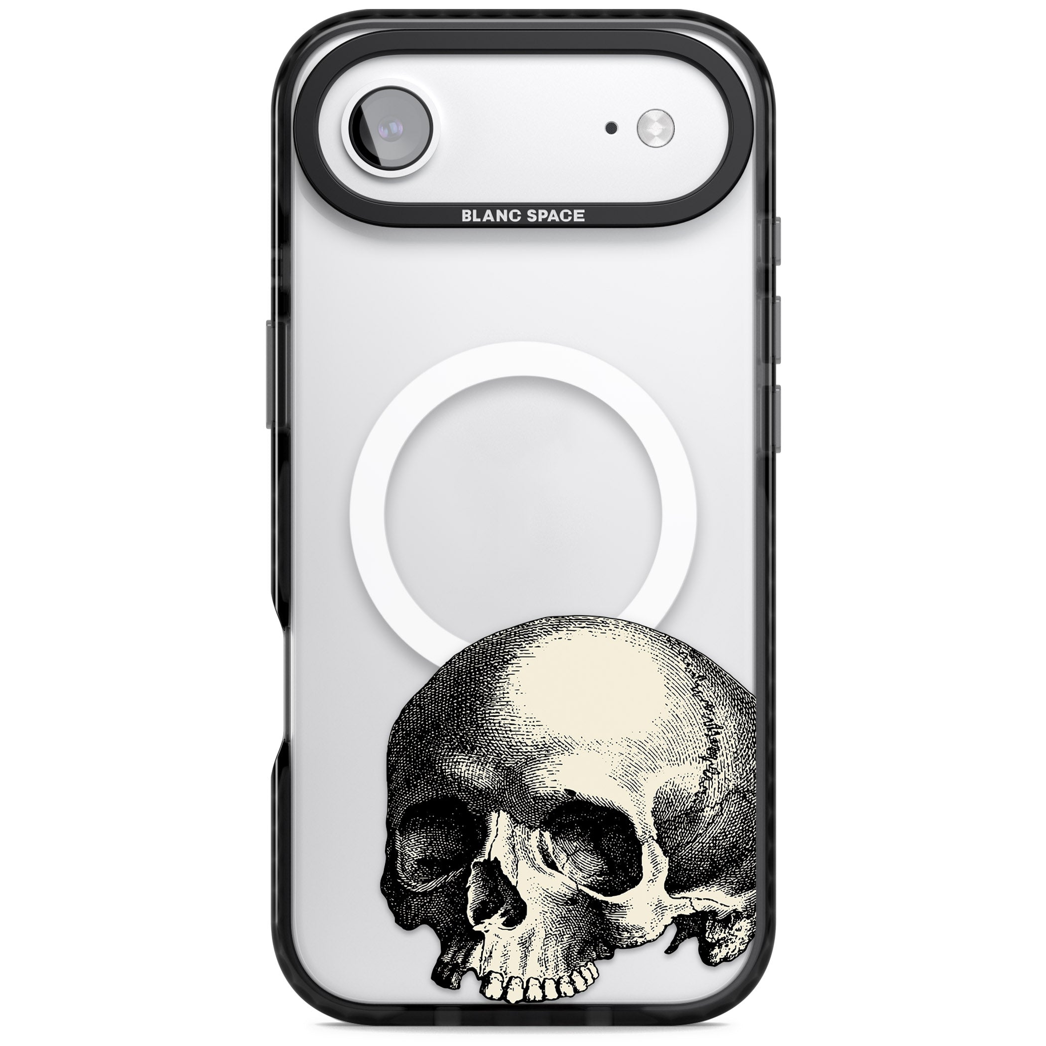 Minimal Vintage Skull iPhone 17 Air Impact Pro Black Phone Case