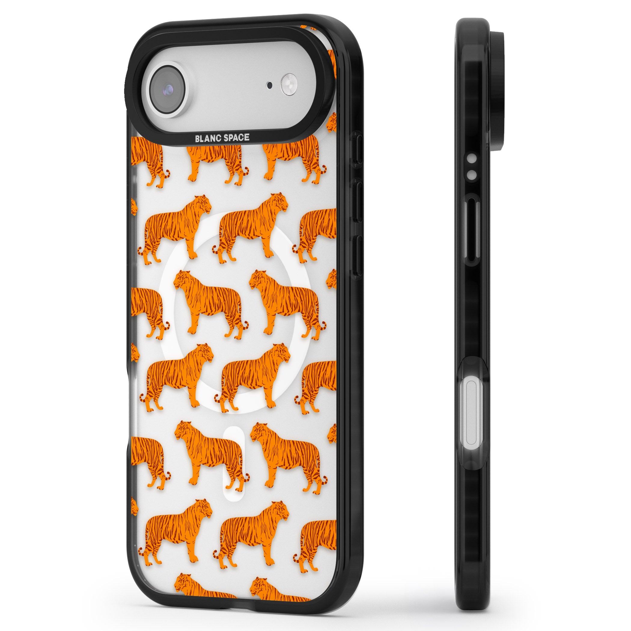 Tiger Pattern iPhone 17 Air Impact Pro Black Phone Case Side Profile