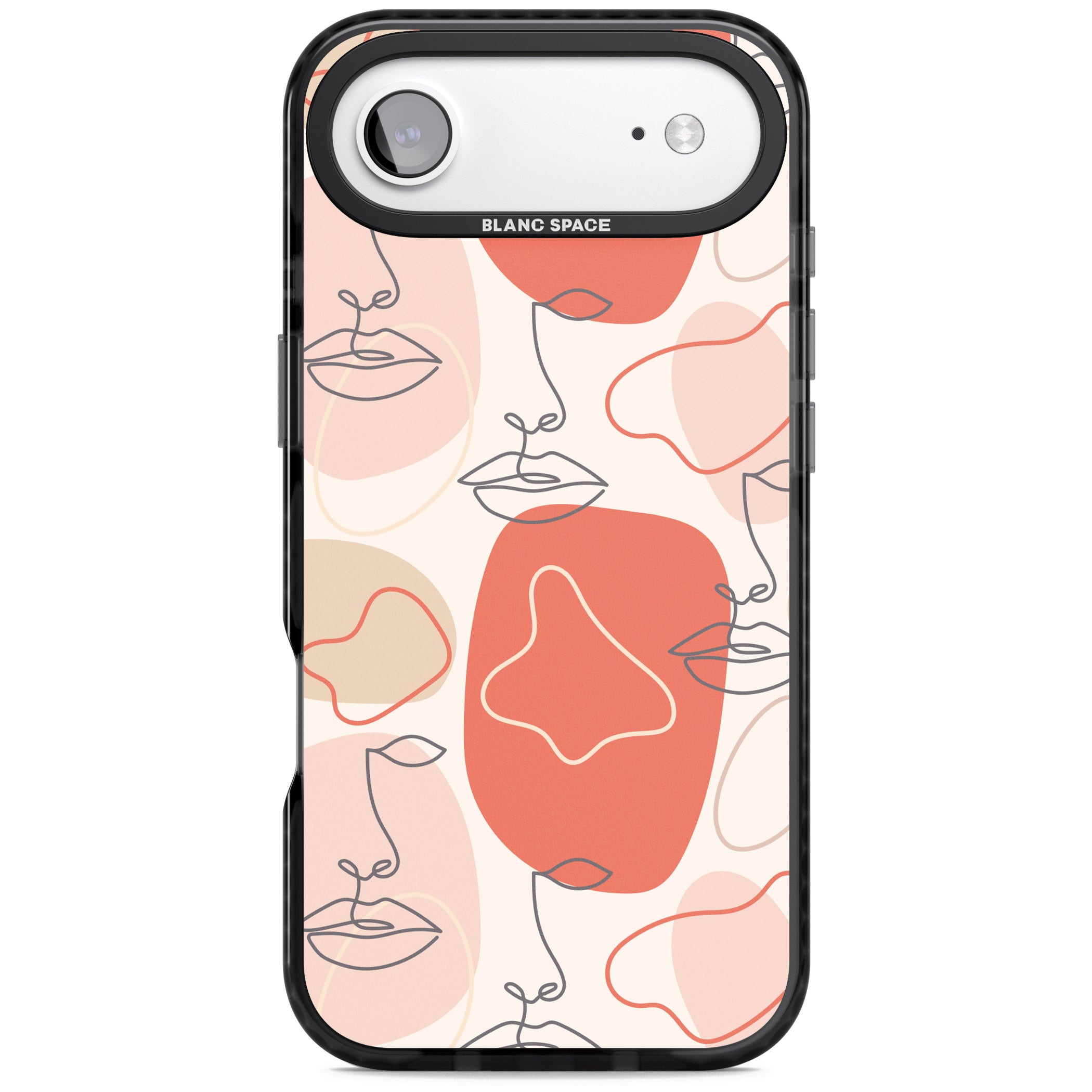 Abstract Face Line Art iPhone 17 Air Impact Pro Black Phone Case