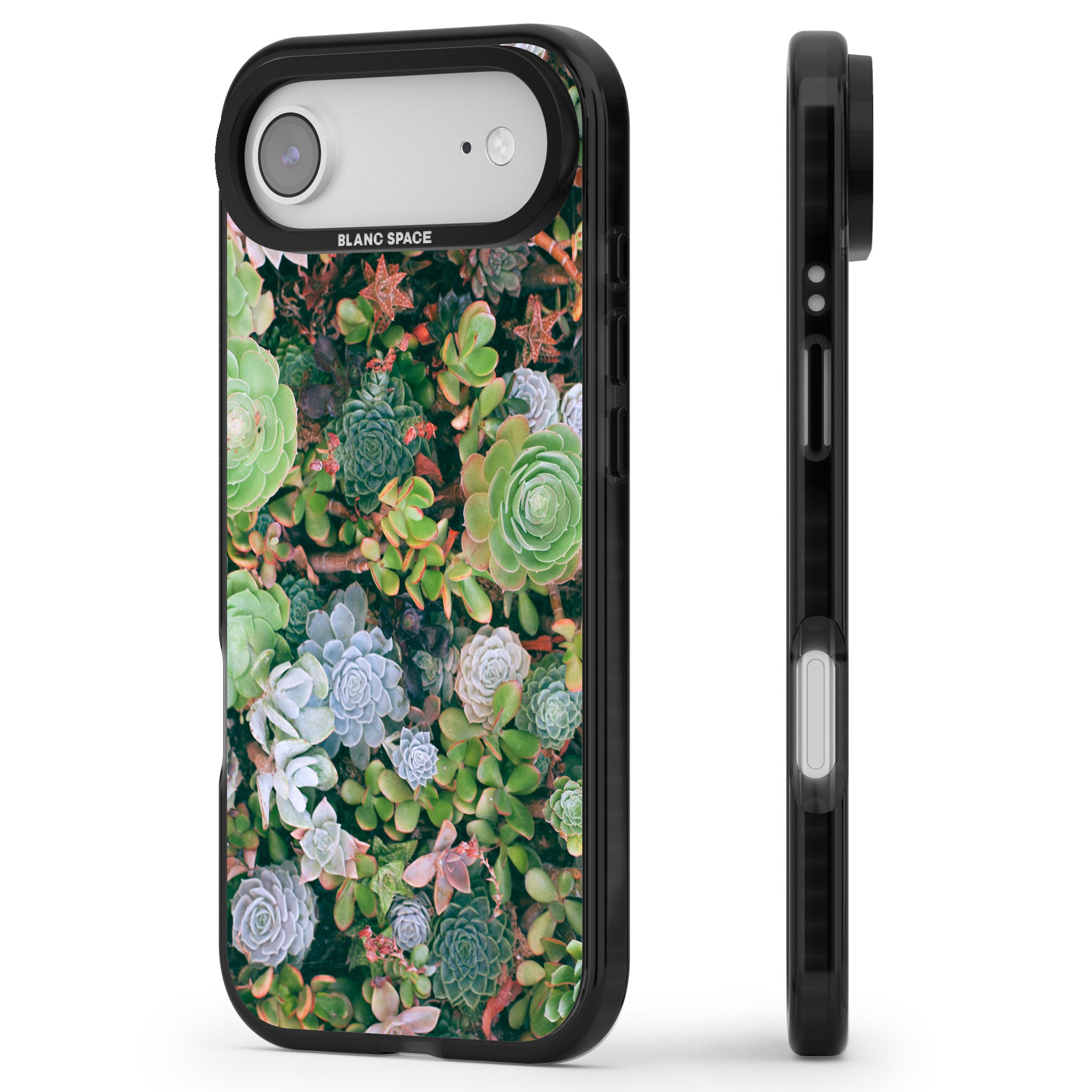 Succulent Garden iPhone 17 Air Impact Pro Black Phone Case Side Profile