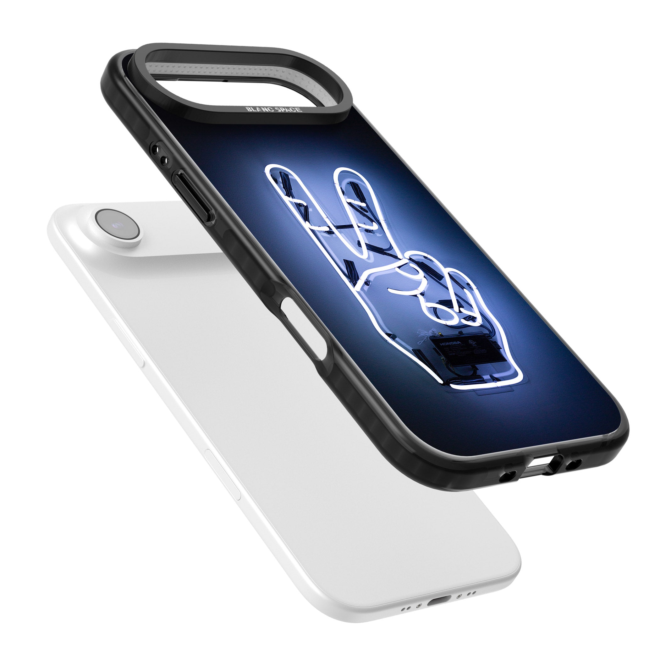 Neon Peace Sign iPhone 17 Air Impact Pro Black Phone Case Colours