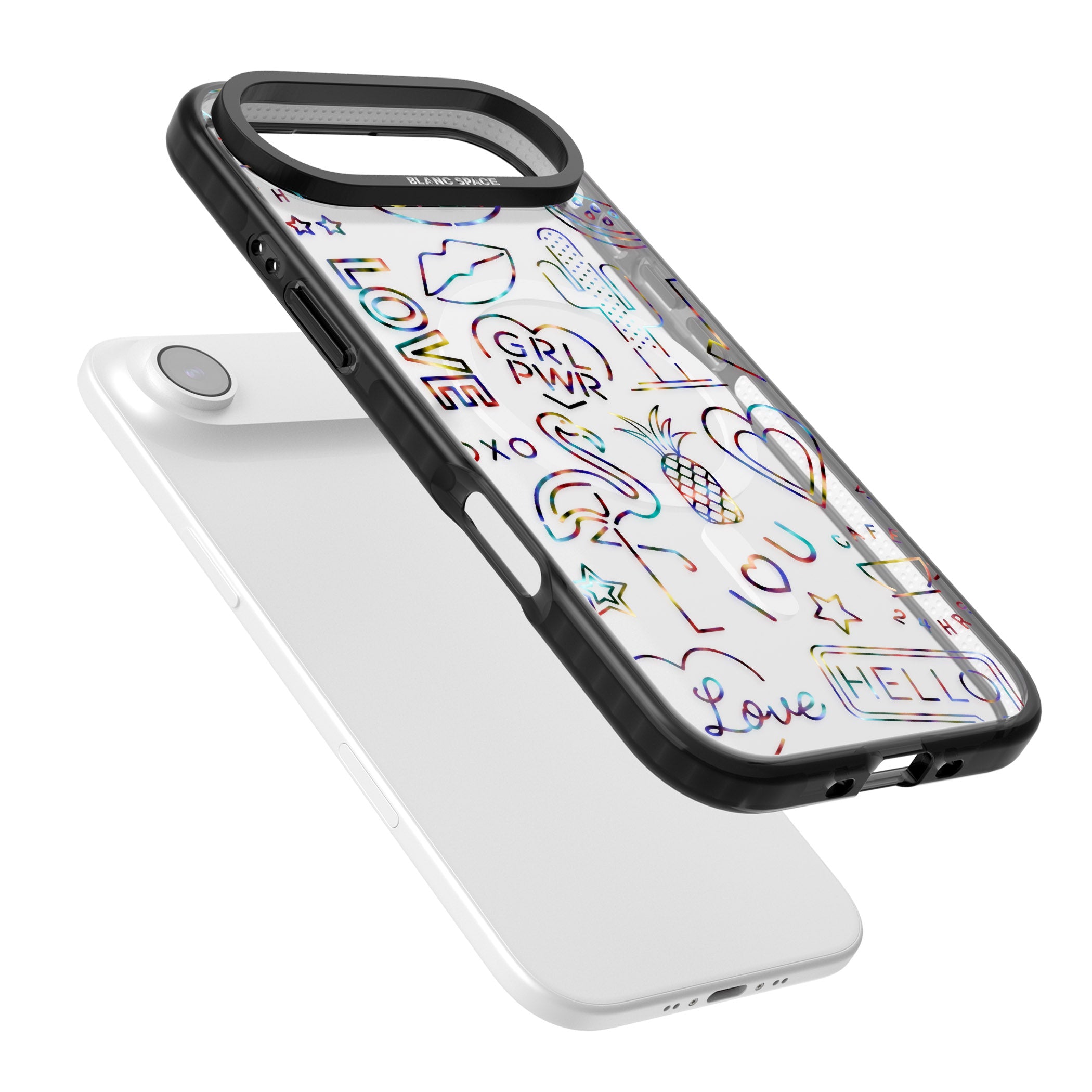 Funky Nebula Neon Sign iPhone 17 Air Impact Pro Black Phone Case Colours