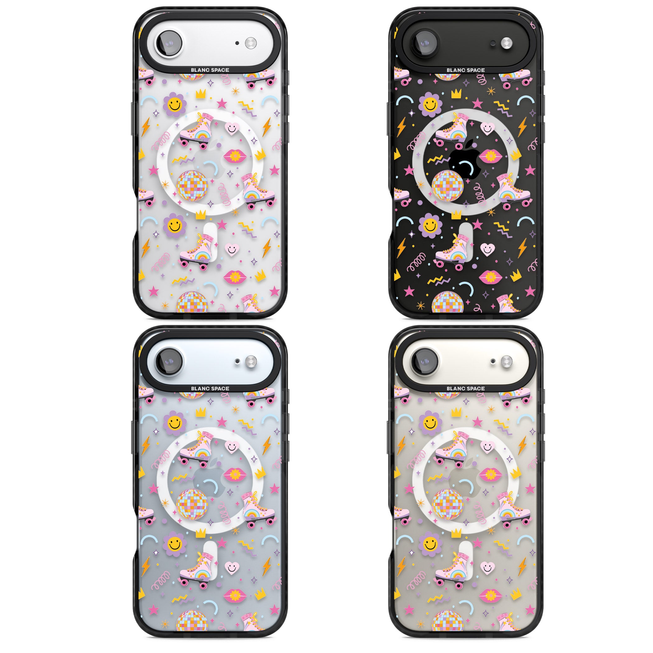 Roller Disco Pattern iPhone 17 Air Impact Pro Black Phone Case APT Impact Protection