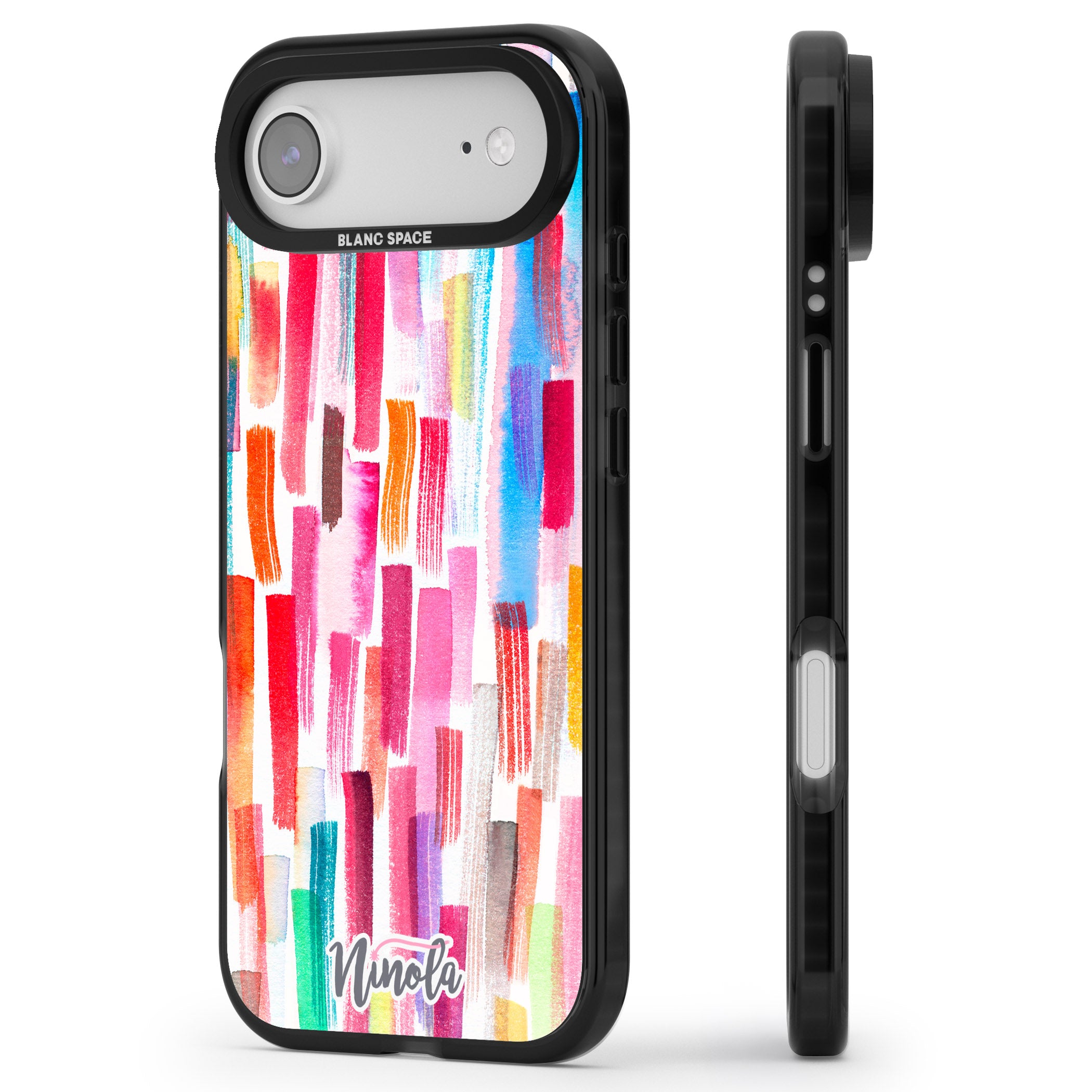 Colorful Brushstrokes iPhone 17 Air Impact Pro Black Phone Case Side Profile