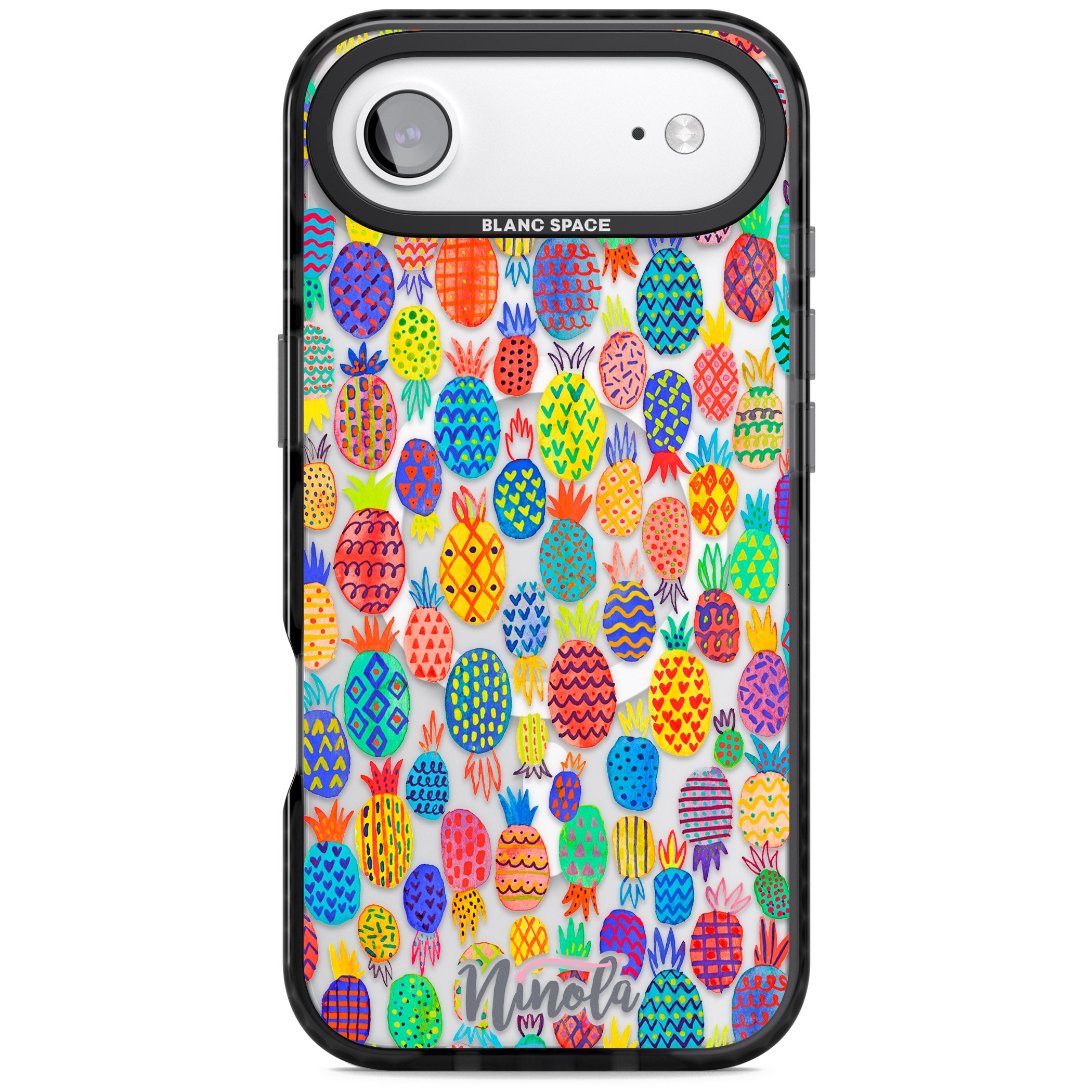 Vibrant Pineapple Pattern iPhone 17 Air Impact Pro Black Phone Case