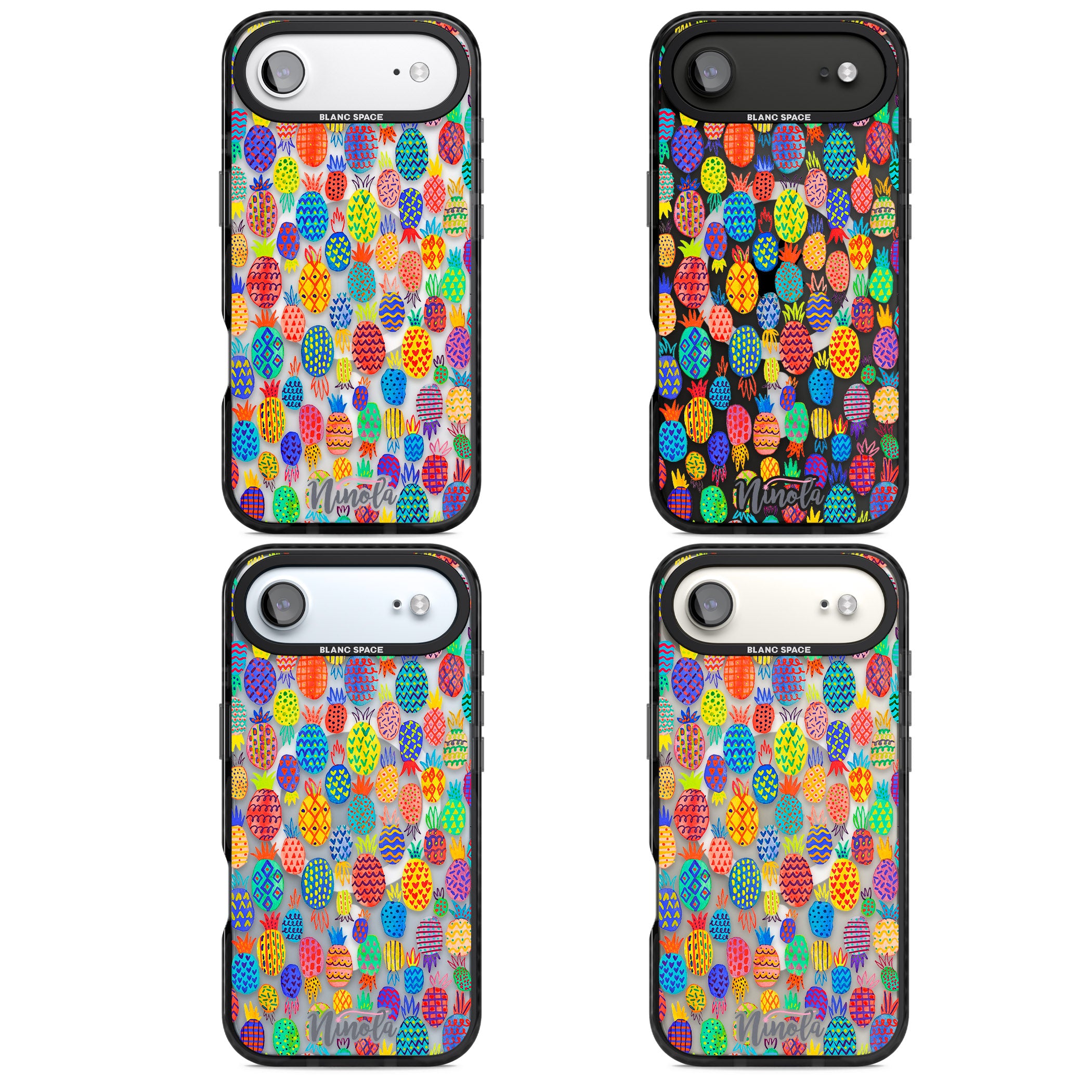 Vibrant Pineapple Pattern iPhone 17 Air Impact Pro Black Phone Case APT Impact Protection