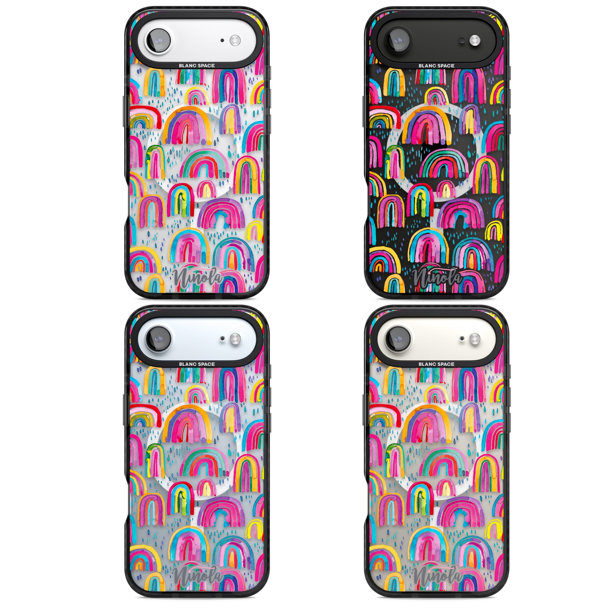 Watercolor Rainbow iPhone 17 Air Impact Pro Black Phone Case APT Impact Protection