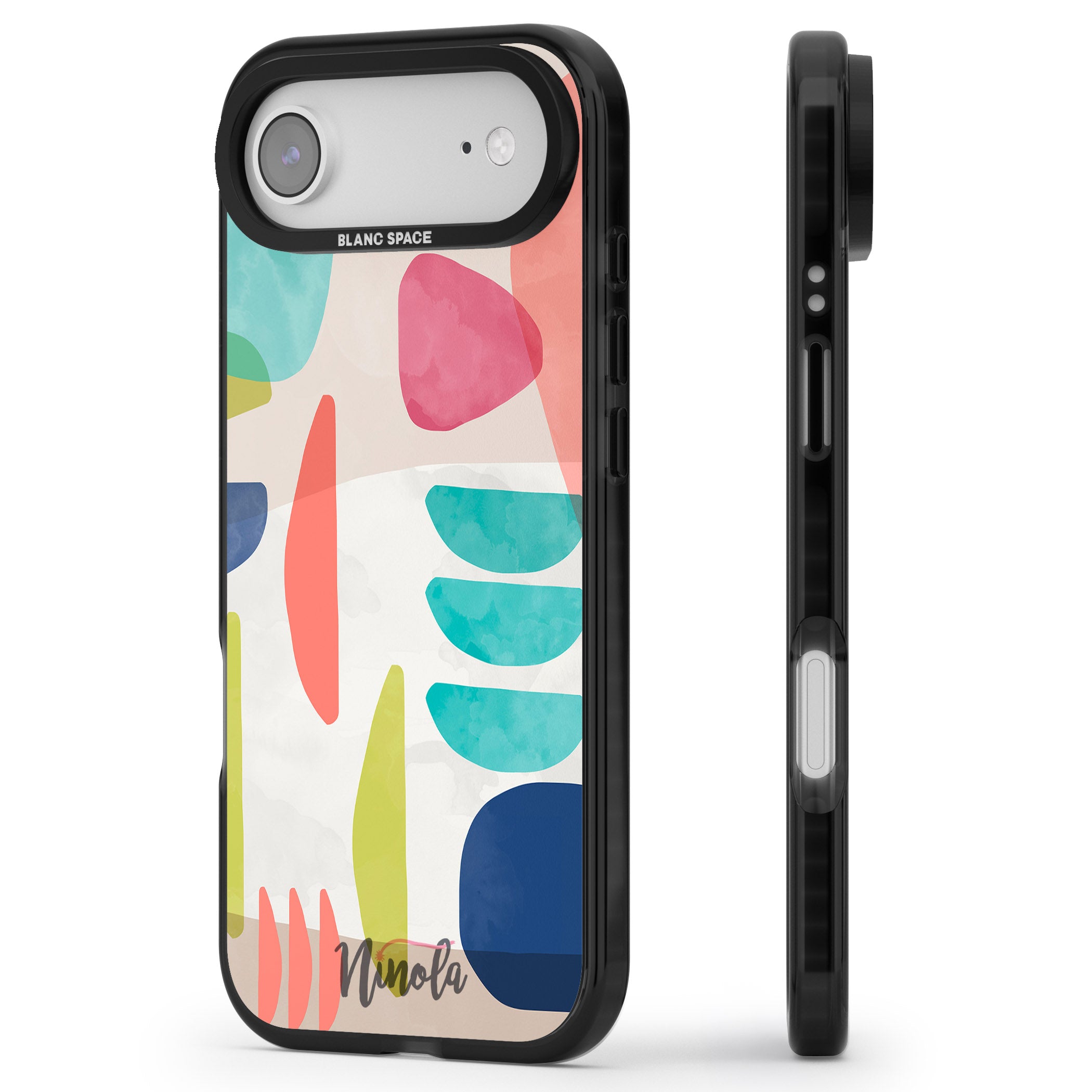 Bold Colorful Shapes iPhone 17 Air Impact Pro Black Phone Case Side Profile