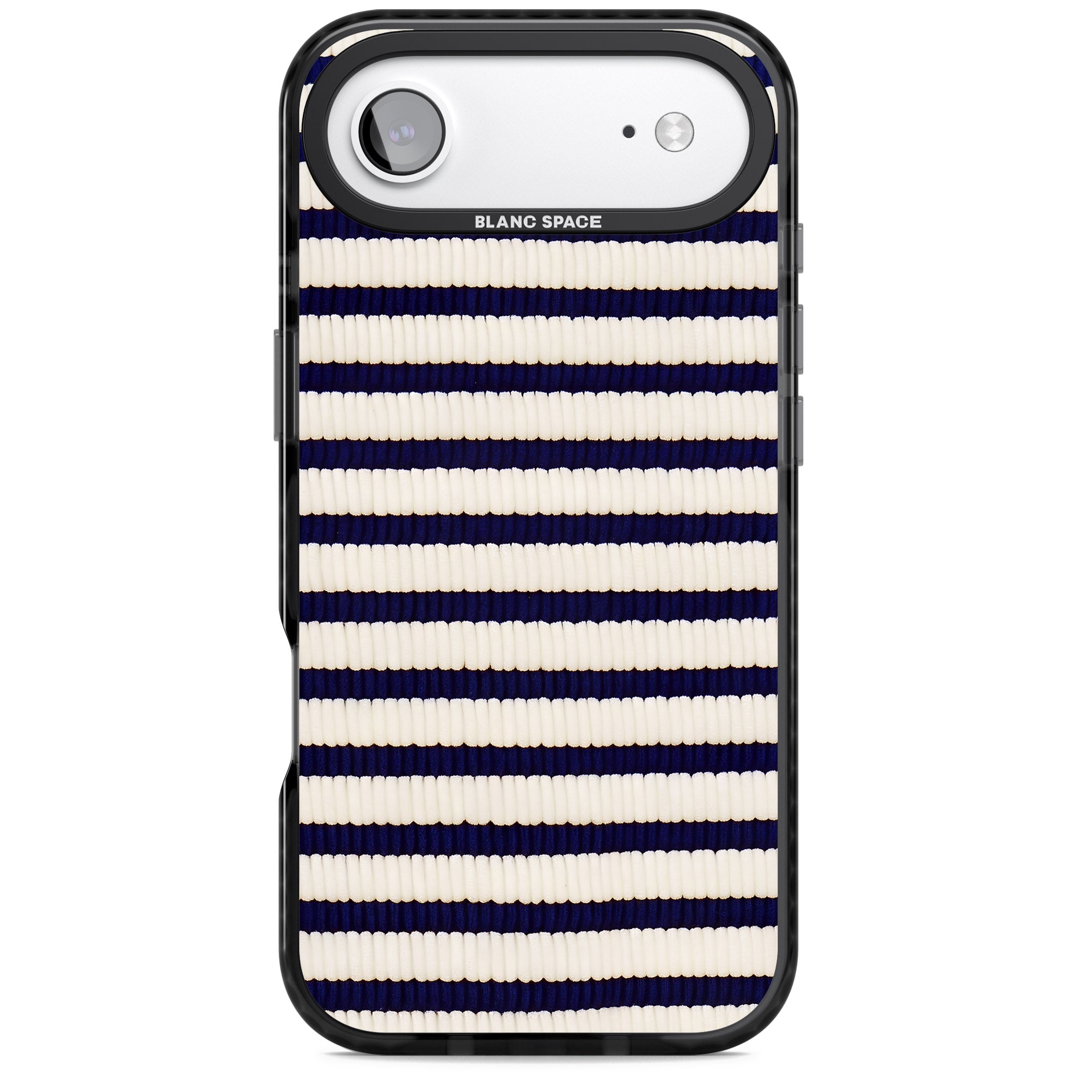 Navy & Cream Stripes iPhone 17 Air Impact Pro Black Phone Case
