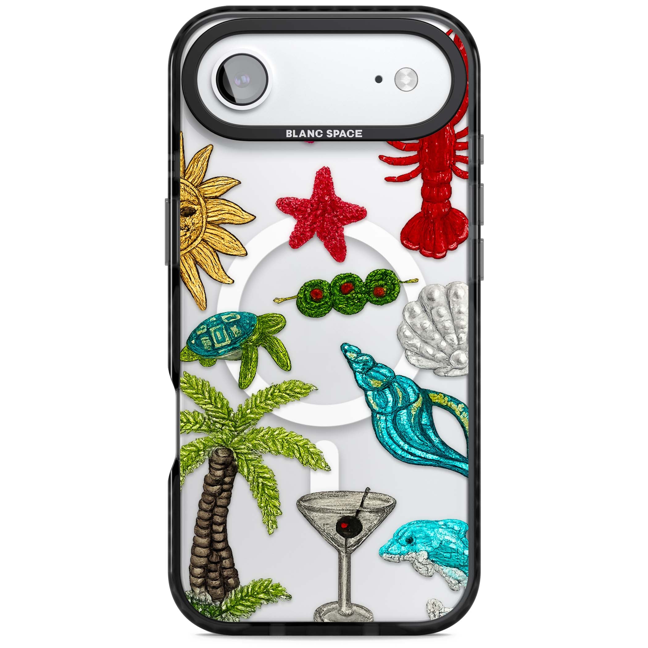 Painted Coastal Pattern coastal iPhone case | Black Impact Magsafe case for iPhone Air