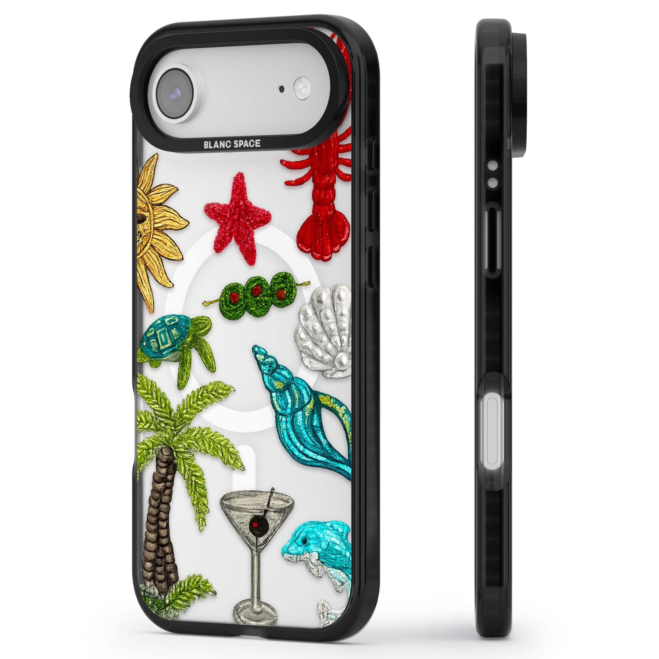 Painted Coastal Pattern coastal iPhone case | Black Impact Magsafe case for iPhone Air