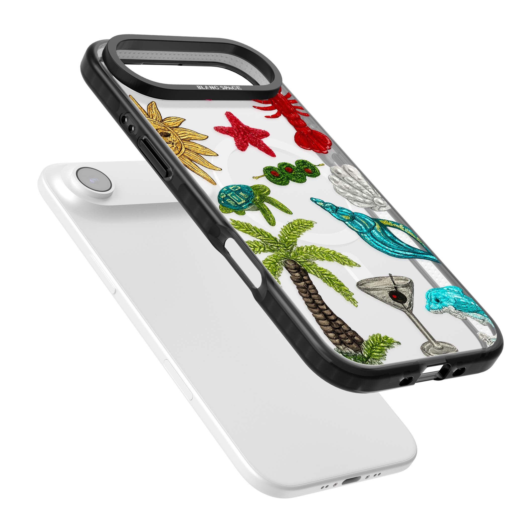 Painted Coastal Pattern coastal iPhone case | Black Impact Magsafe case for iPhone Air