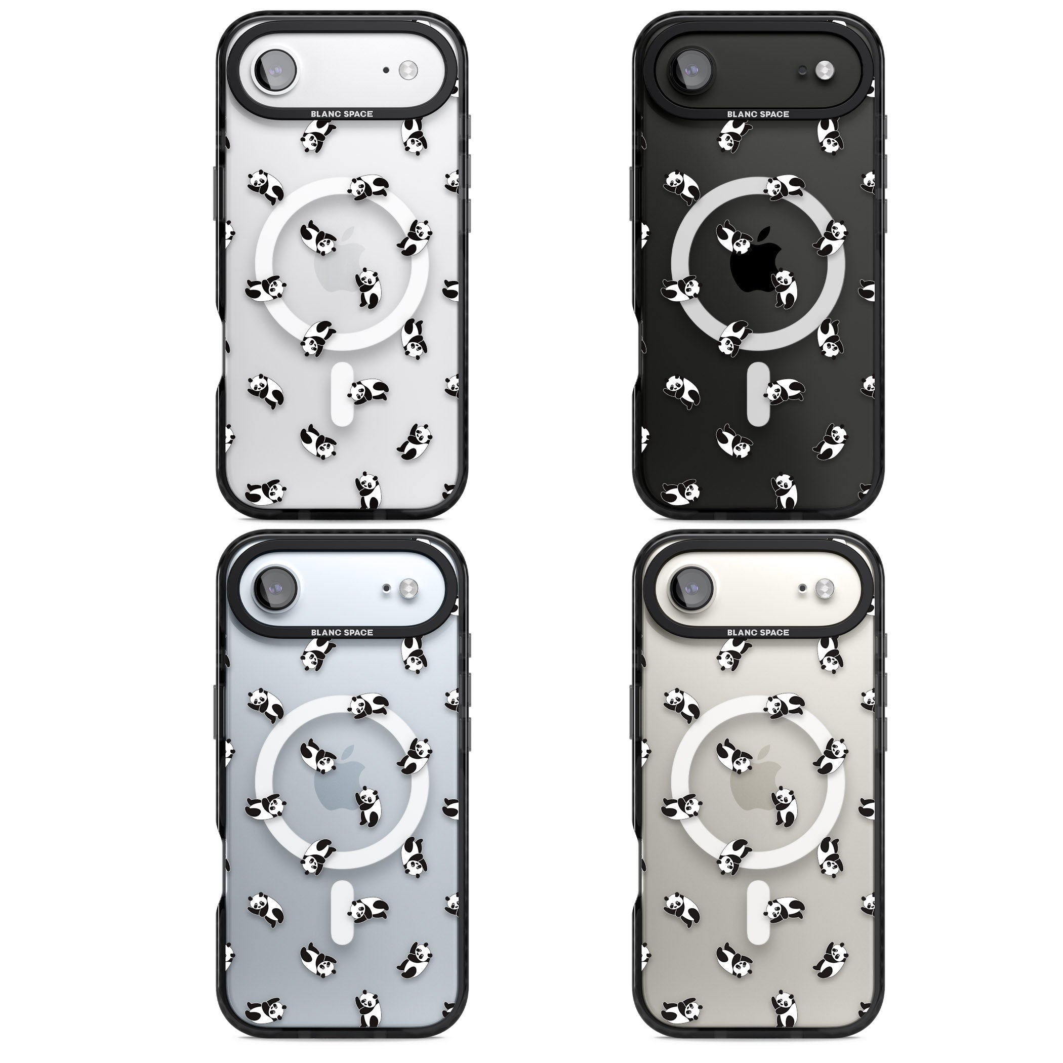 Tiny Panda Pattern iPhone 17 Air Impact Pro Black Phone Case APT Impact Protection