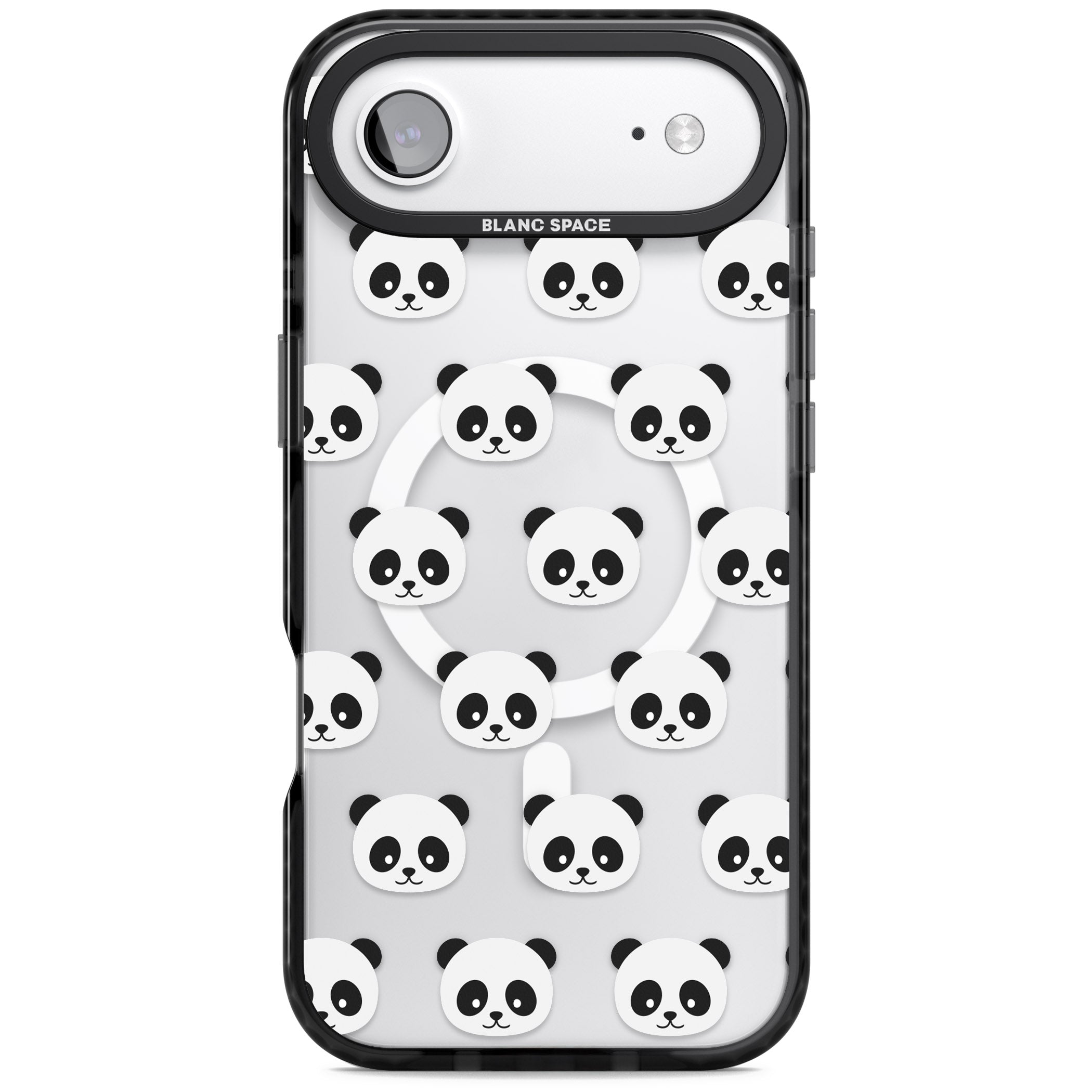 Panda Face Pattern iPhone 17 Air Impact Pro Black Phone Case