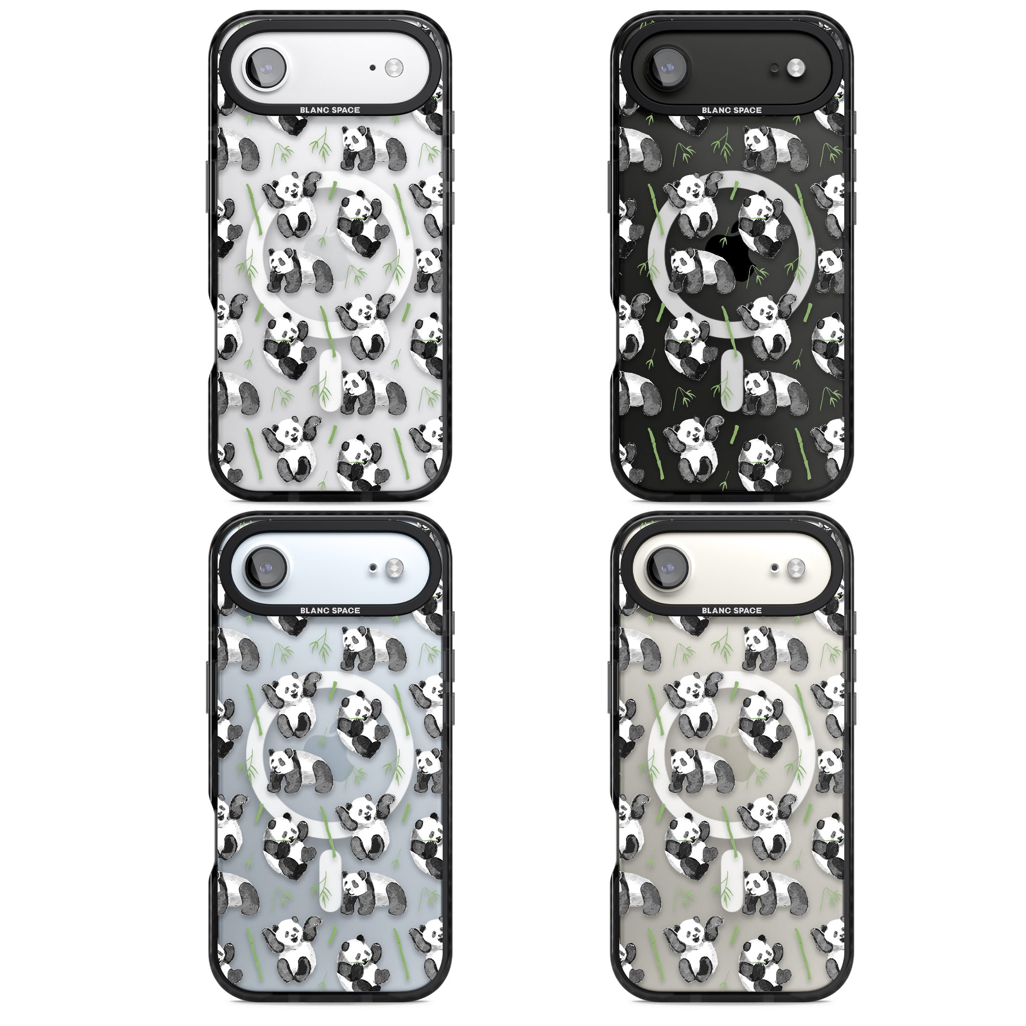 Watercolour Panda Pattern iPhone 17 Air Impact Pro Black Phone Case APT Impact Protection