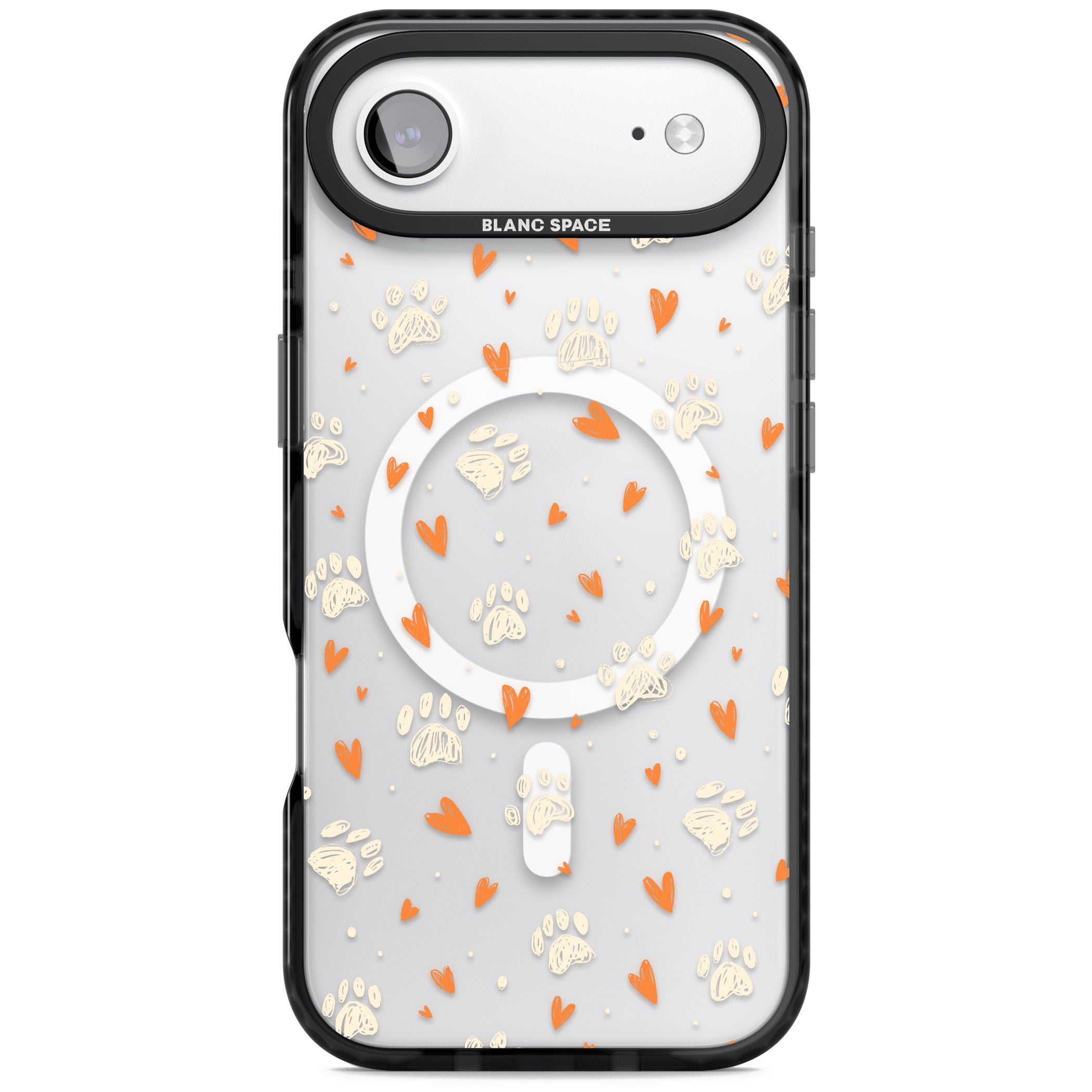 Paws And Hearts Pattern iPhone 17 Air Impact Pro Black Phone Case