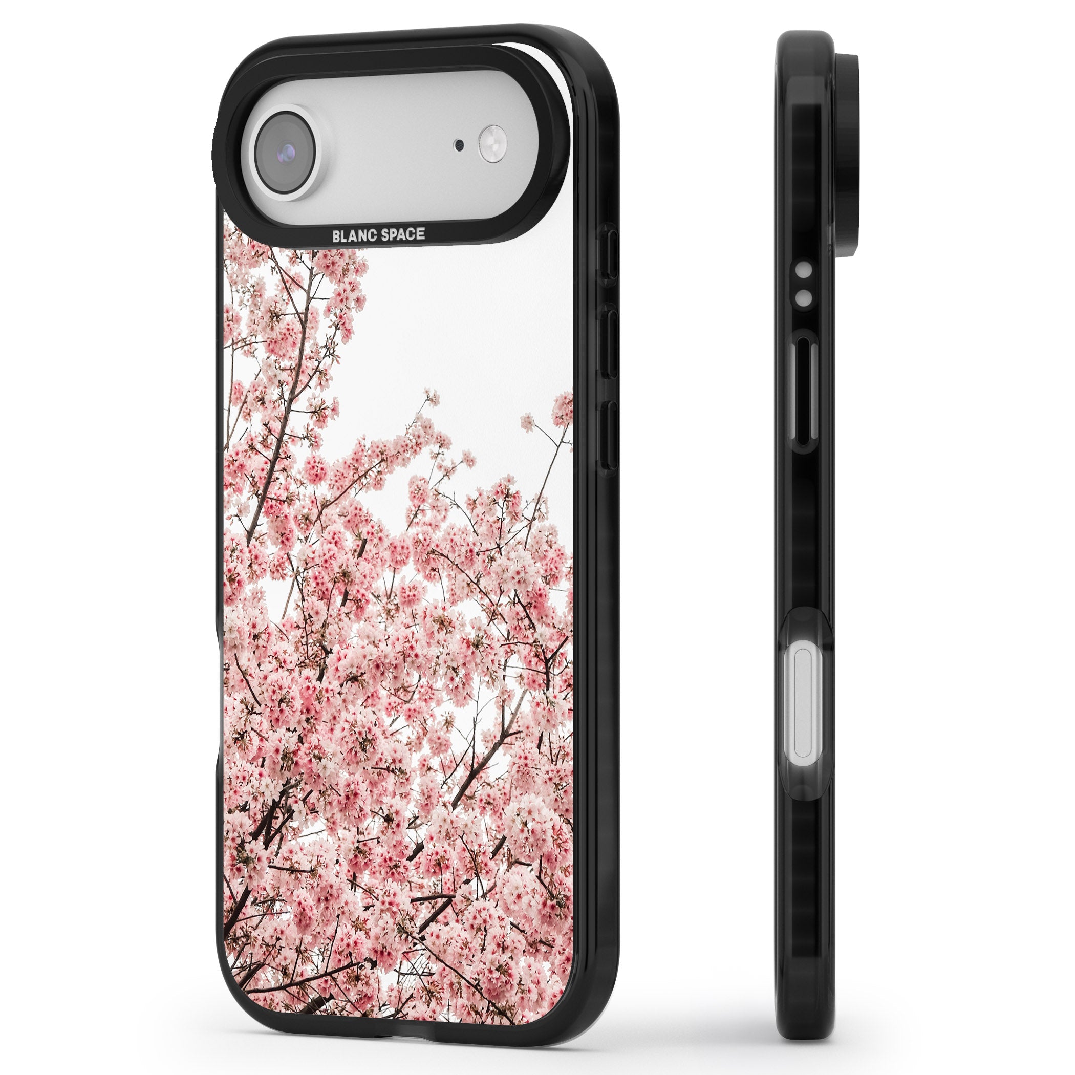 Cherry Blossom Bloom iPhone 17 Air Impact Pro Black Phone Case Side Profile