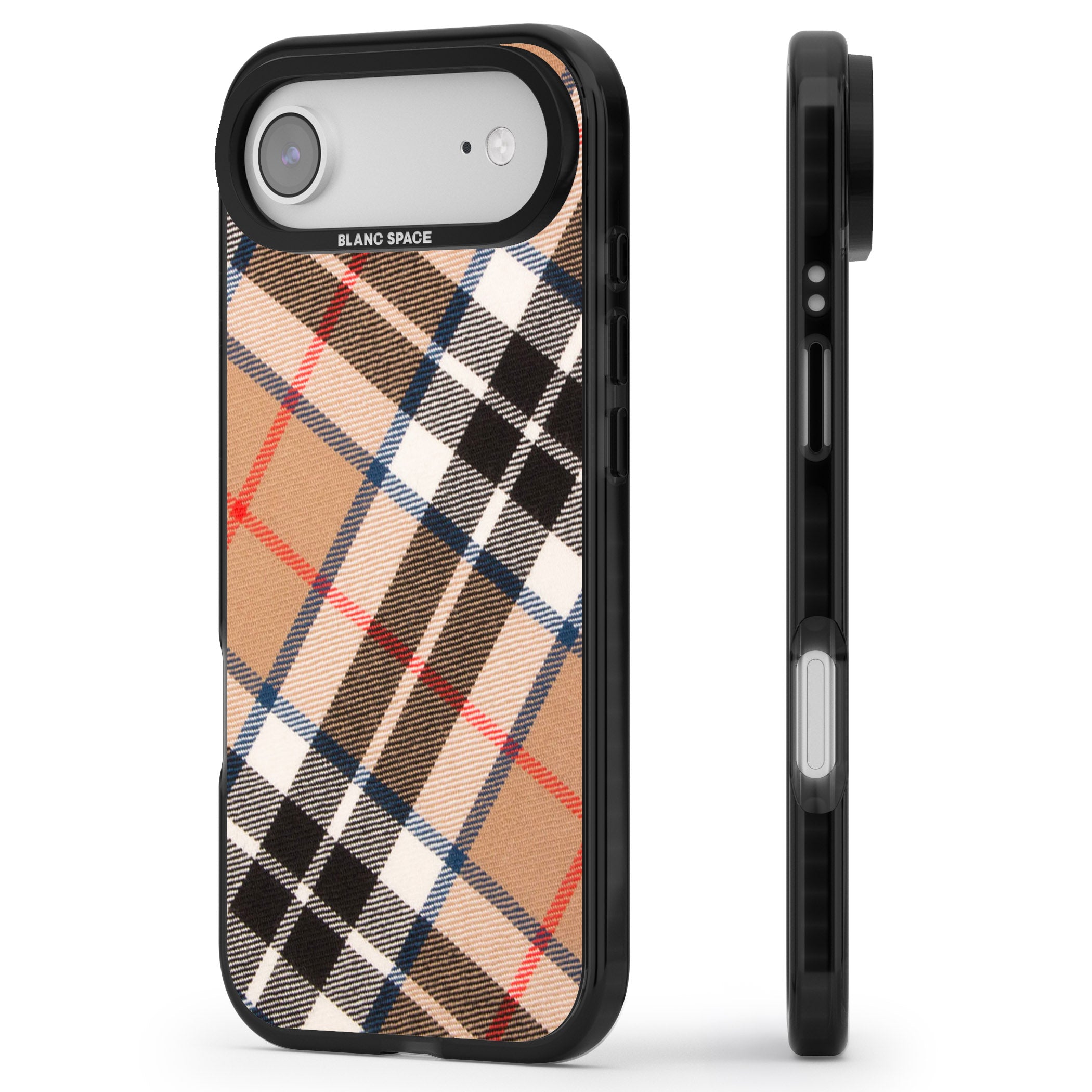 Haymarket Check iPhone 17 Air Impact Pro Black Phone Case Side Profile