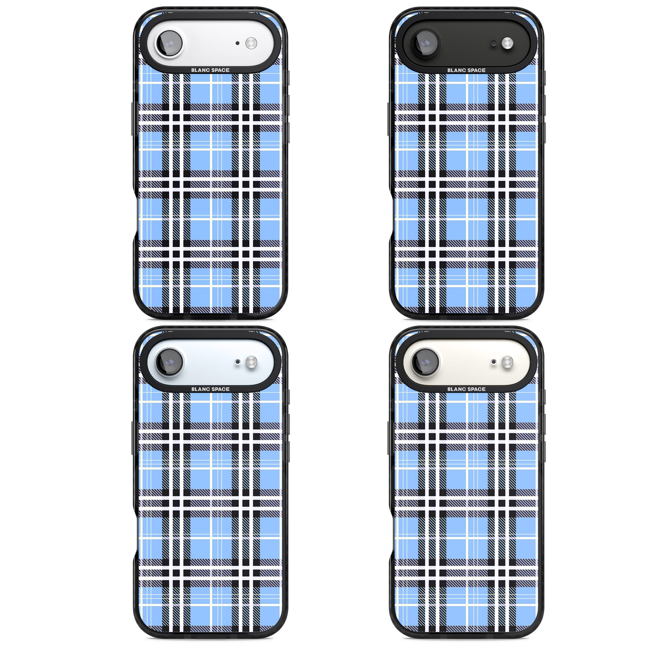 Blue Plaid iPhone 17 Air Impact Pro Black Phone Case APT Impact Protection