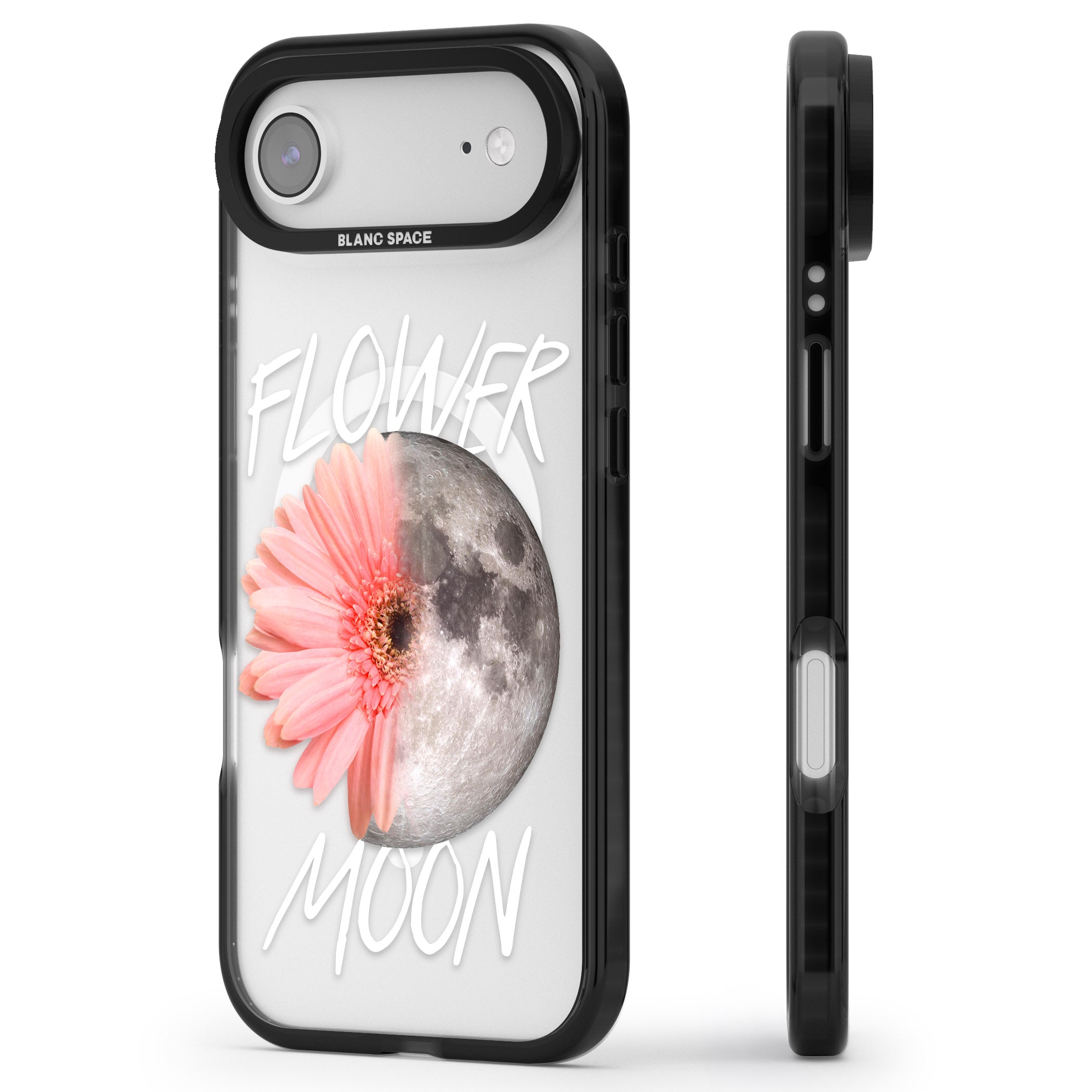 Flower Moon iPhone 17 Air Impact Pro Black Phone Case Side Profile