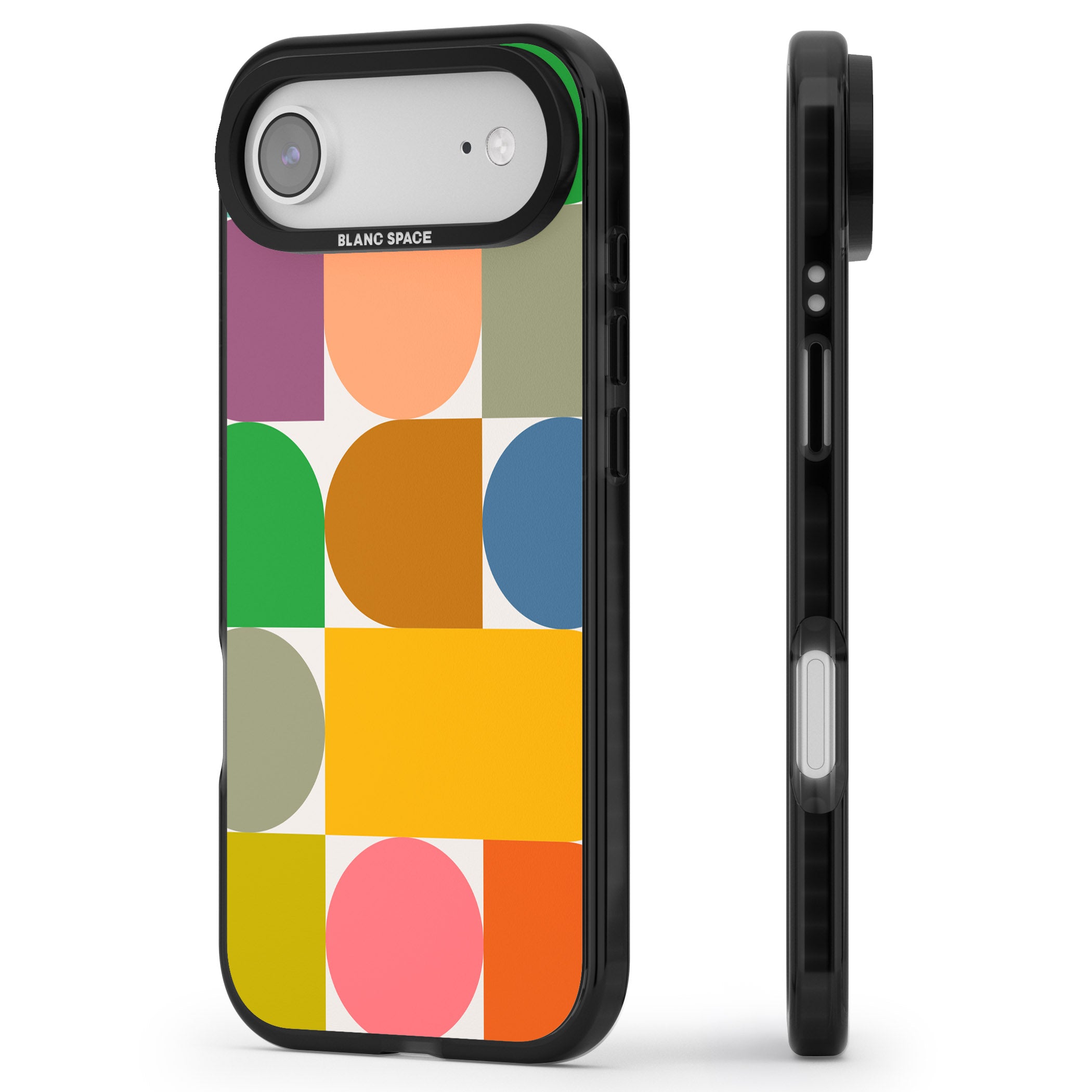 Retro Colorful Shapes iPhone 17 Air Impact Pro Black Phone Case Side Profile