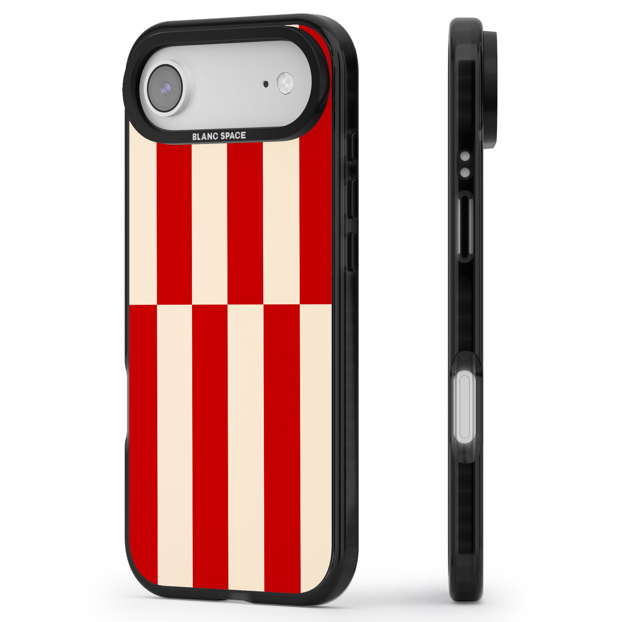 Retro Red Stripes iPhone 17 Air Impact Pro Black Phone Case Side Profile