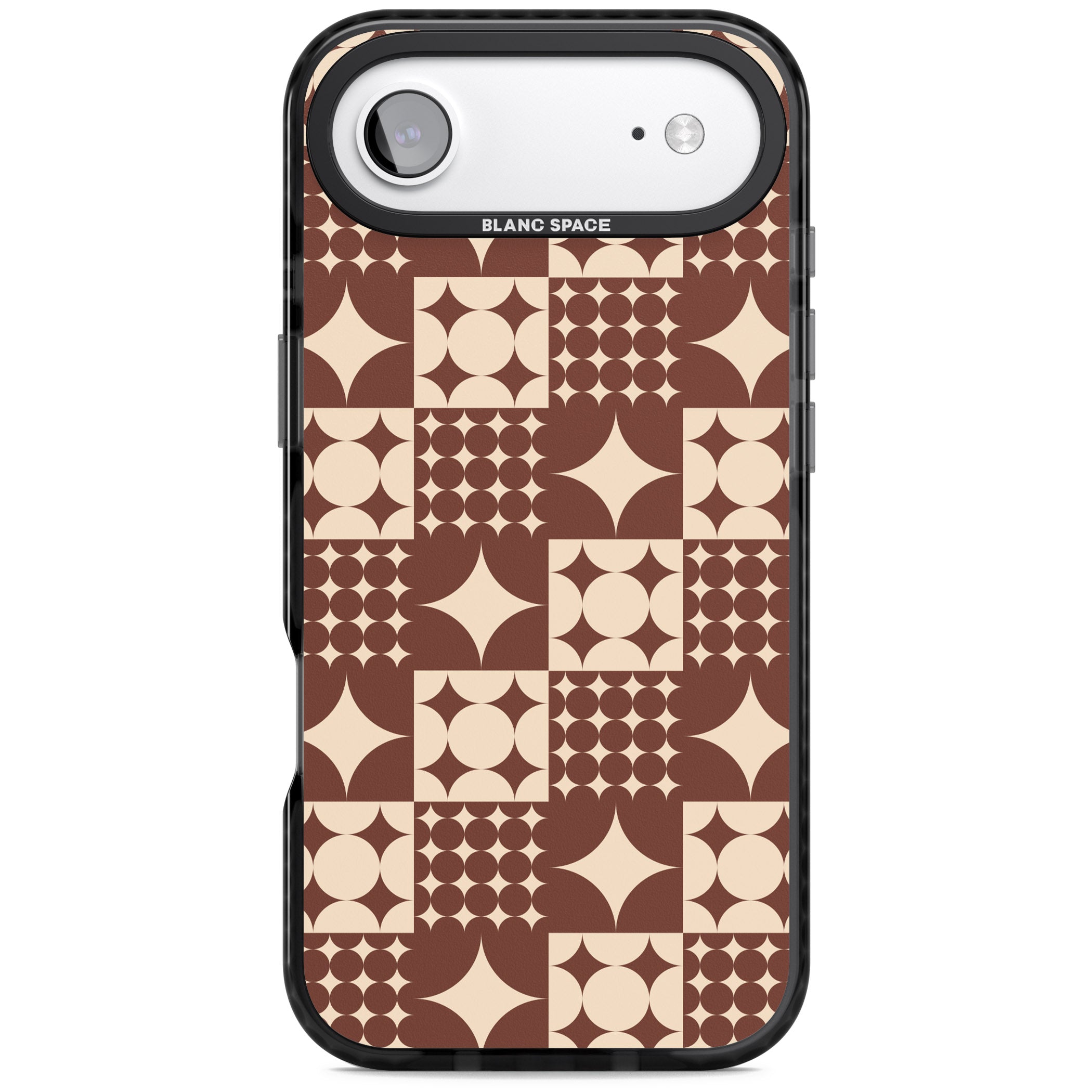 Mid Century Brown Checked iPhone 17 Air Impact Pro Black Phone Case