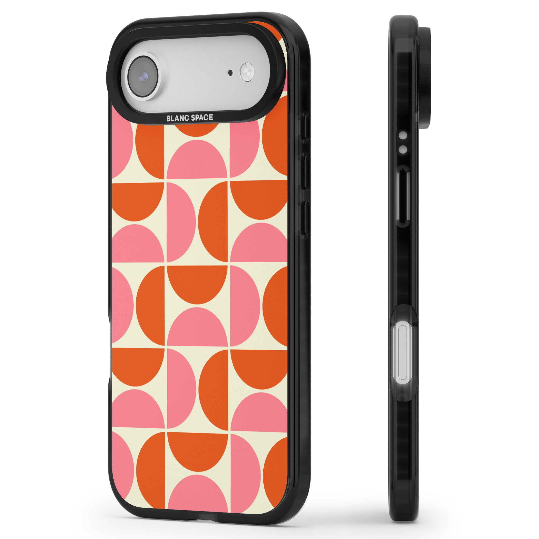 Retro Half Circle Pattern iPhone 17 Air Impact Pro Black Phone Case Side Profile