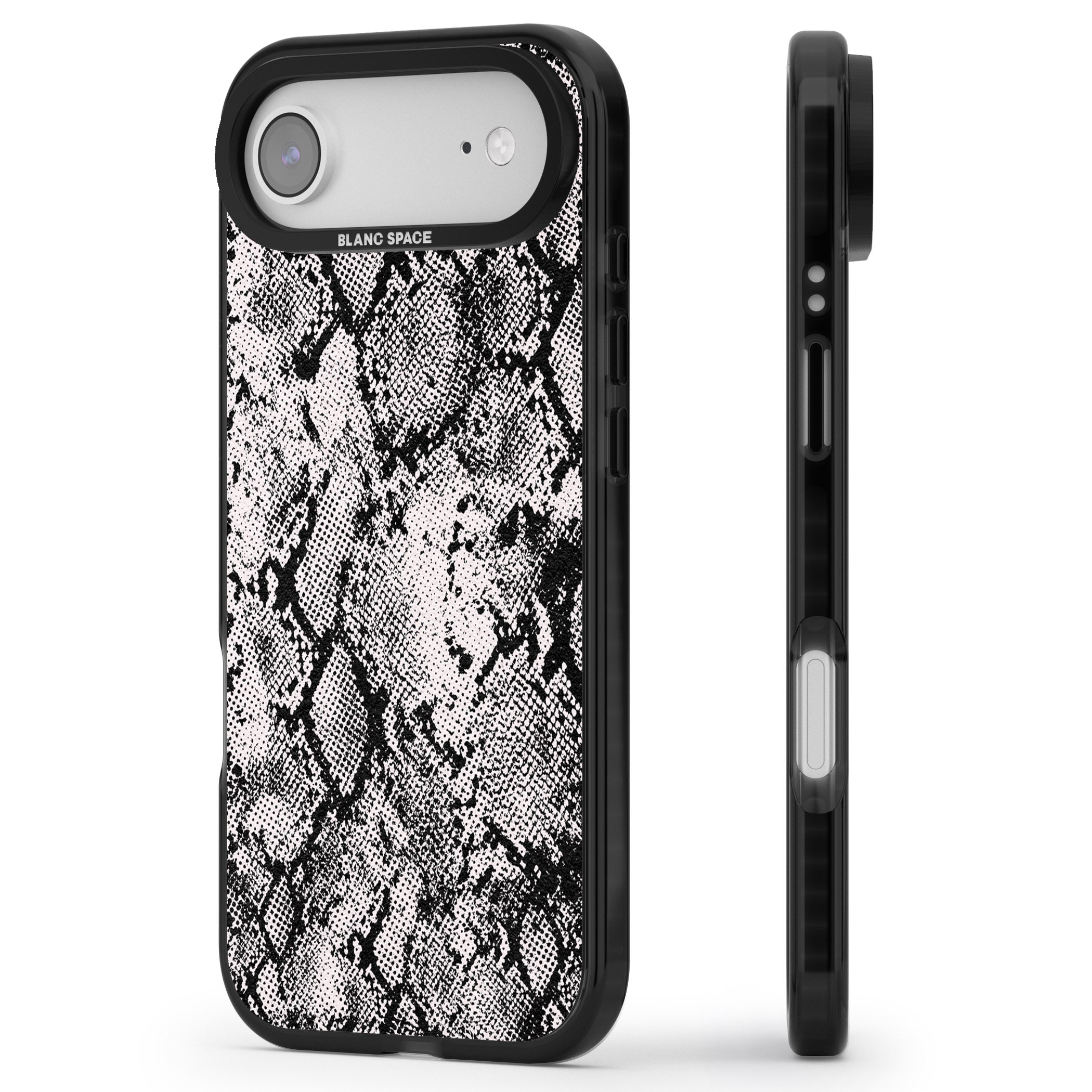 Pastel Snakeskin Grey iPhone 17 Air Impact Pro Black Phone Case Side Profile